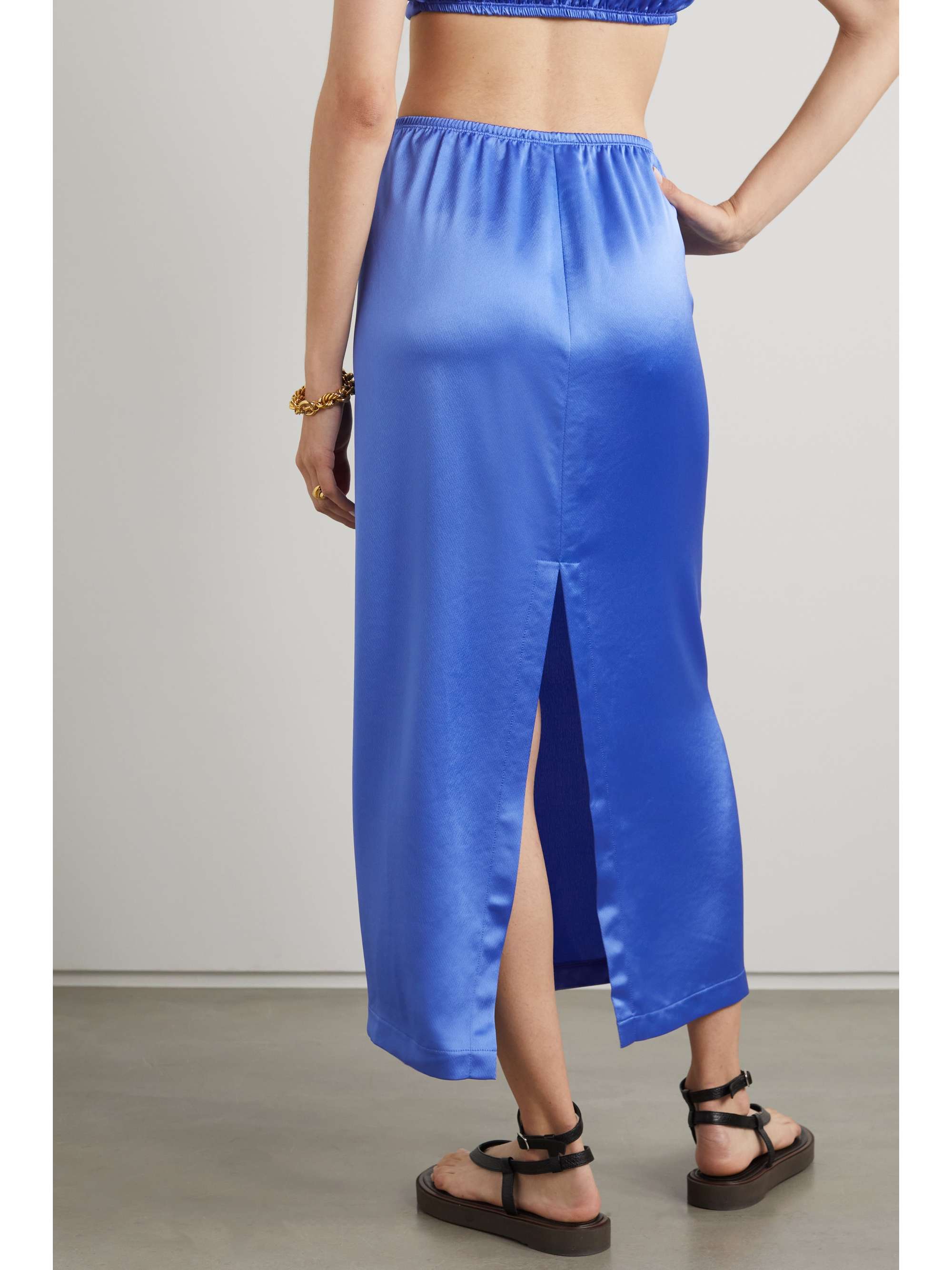 LESET Barb satin midi skirt