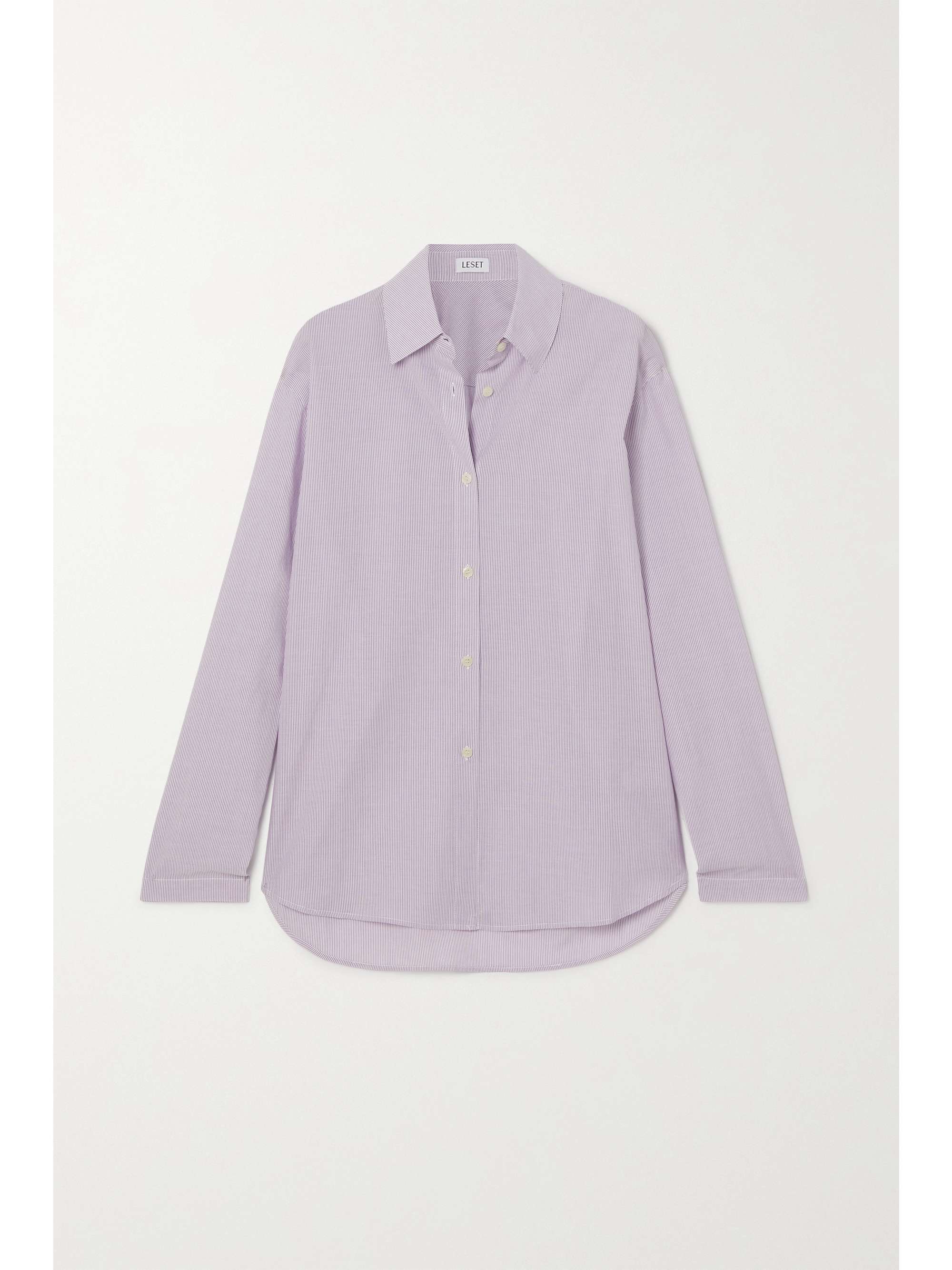 LESET Eve striped cotton-poplin shirt