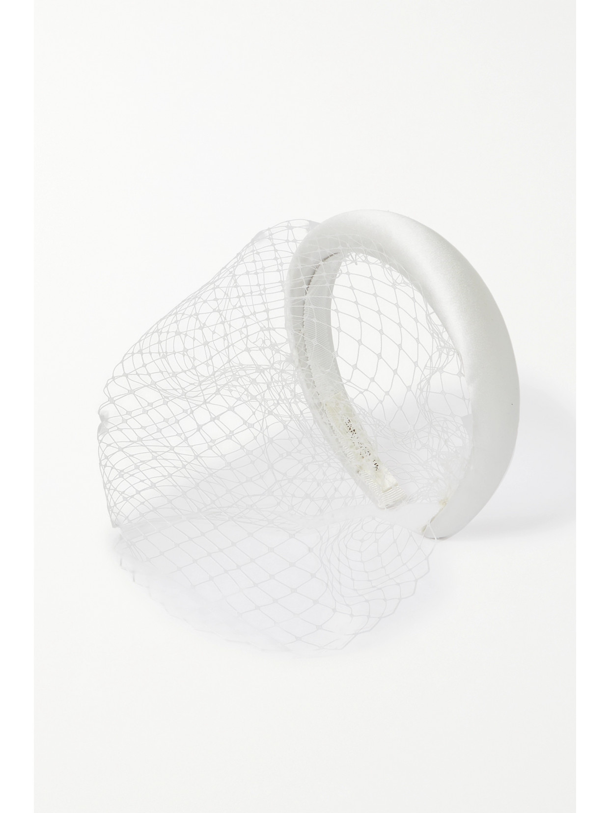 Jennifer Behr Tori Voilette Mesh-trimmed Satin Headband In White
