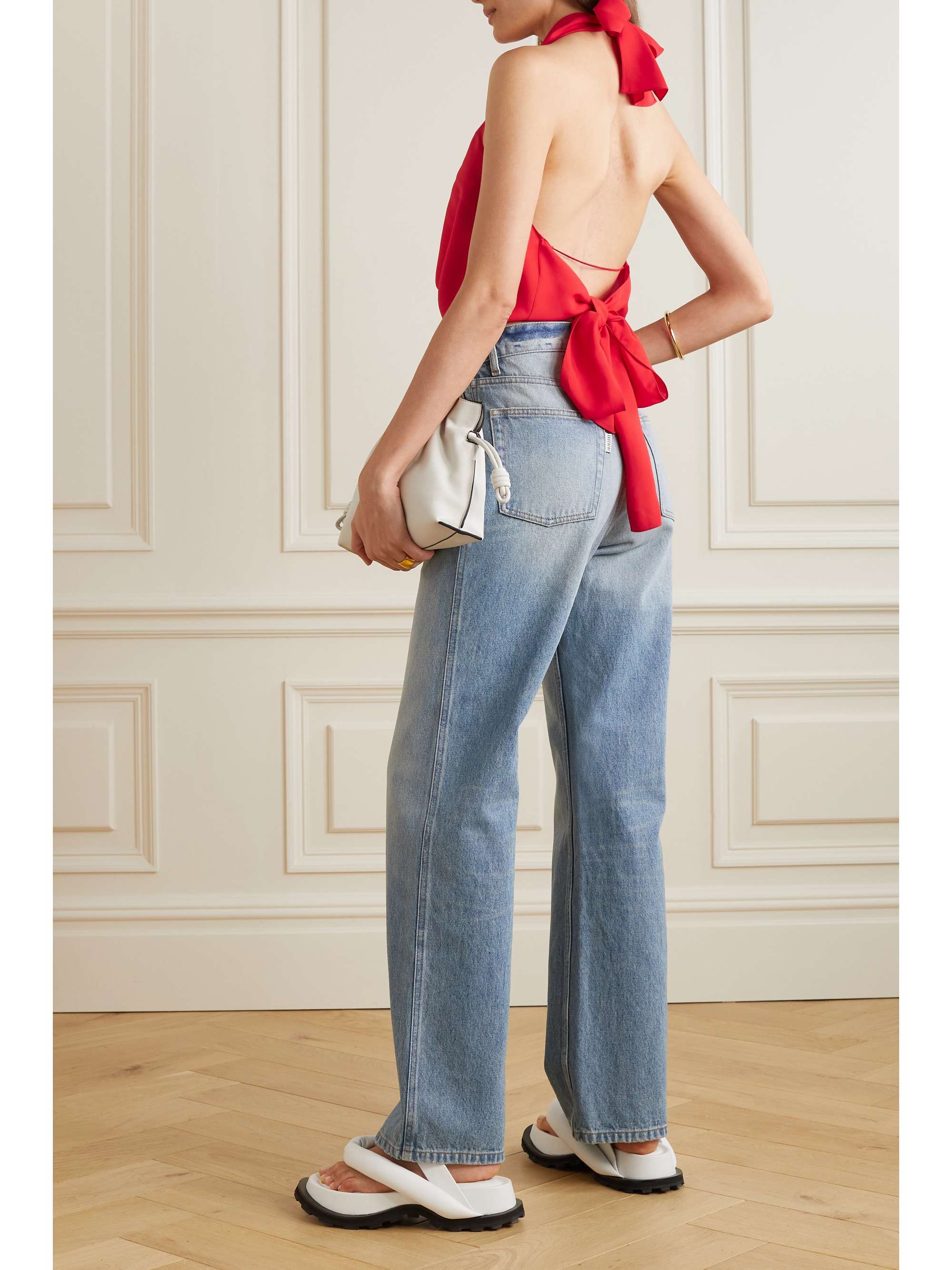 GAUCHERE Open-back twill halterneck top