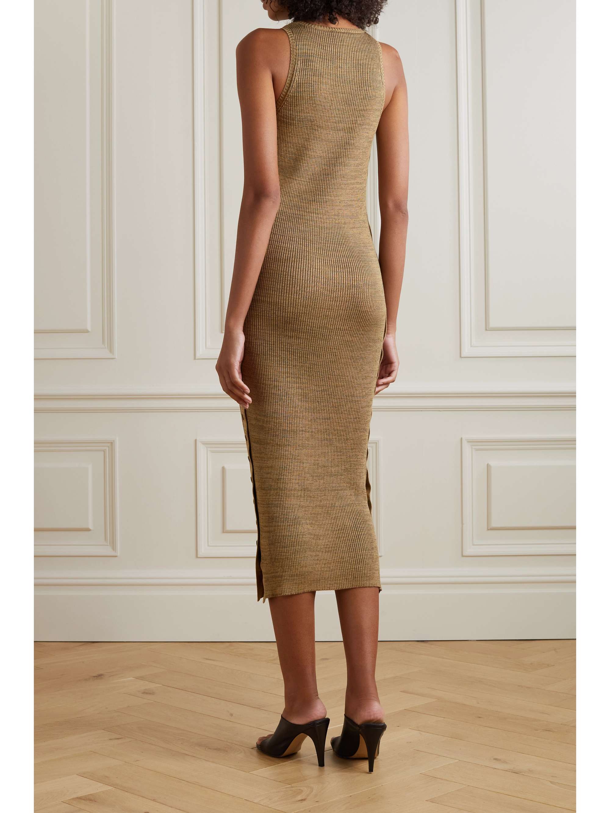 PETAR PETROV Felia button-embellished ribbed silk midi dress