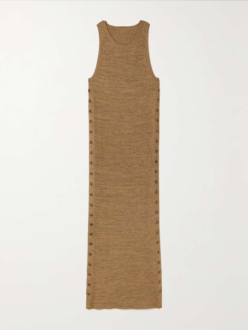 Petar Petrov Felia Button-embellished Ribbed Silk Midi Dress