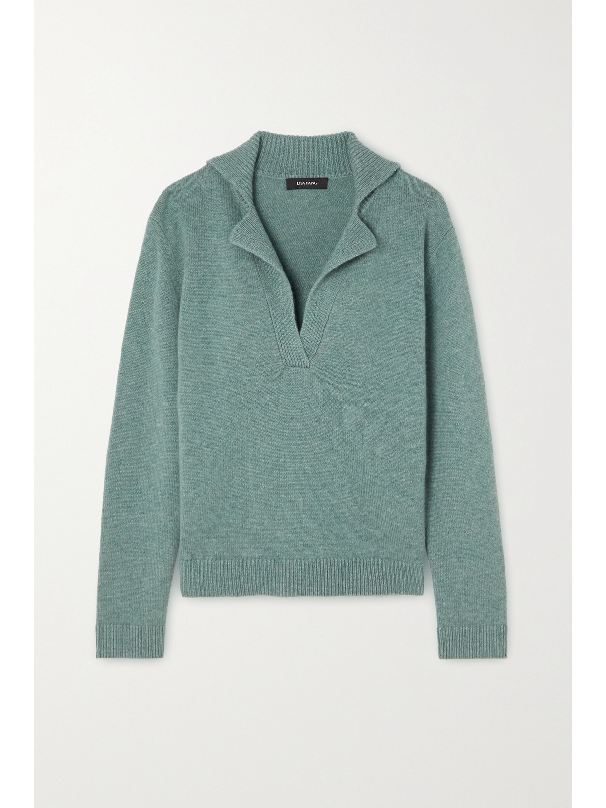 Lisa Yang Celeste Cashmere Polo Sweater In Green