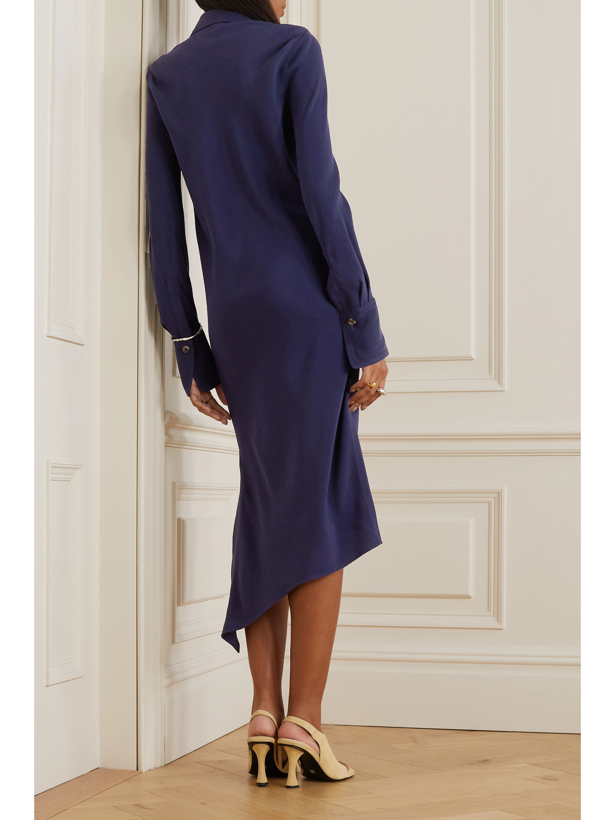 Petar Petrov Aila Asymmetric Woven Shirt Dress In Blue