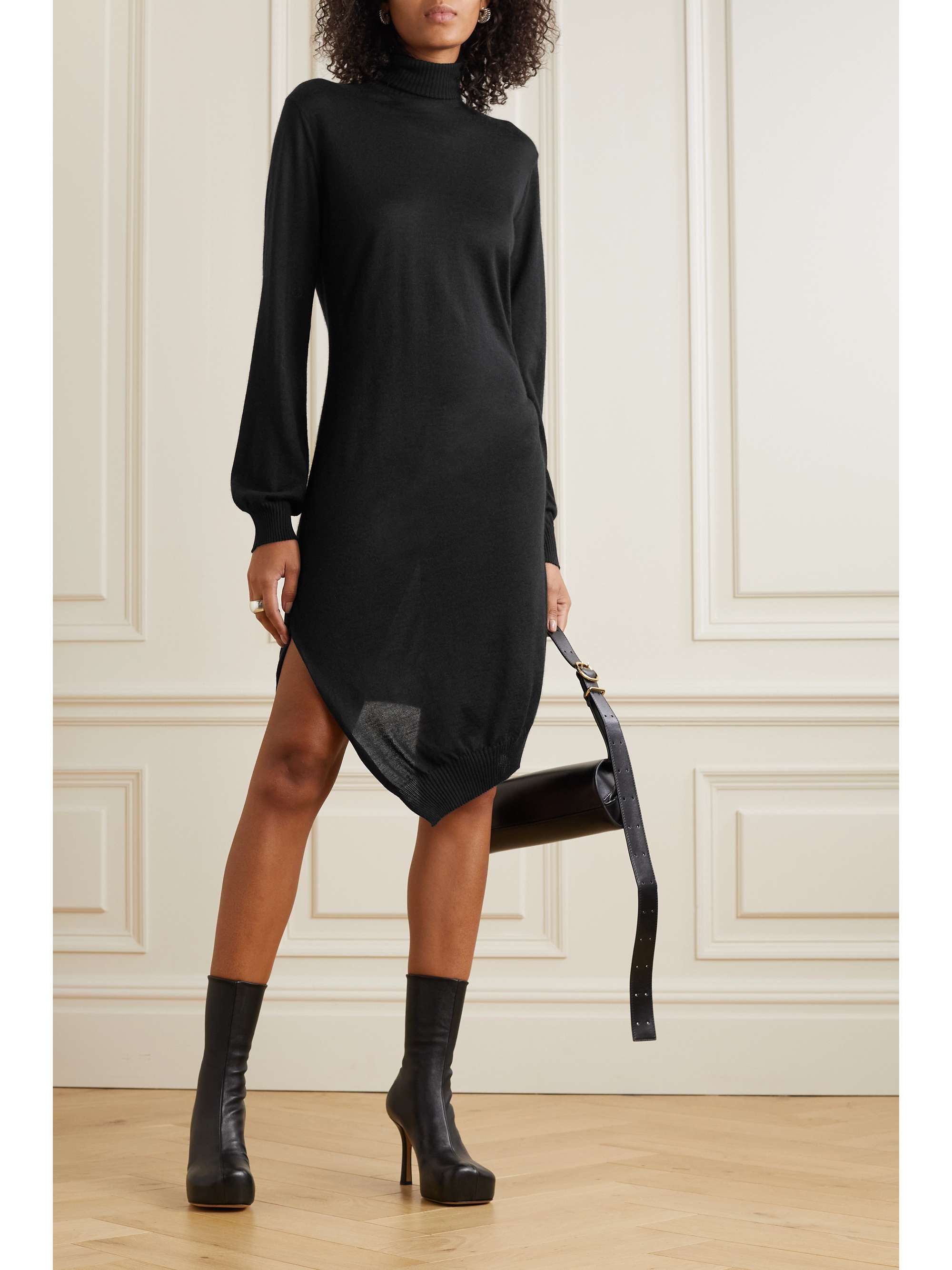 Silk turtleneck dress sales