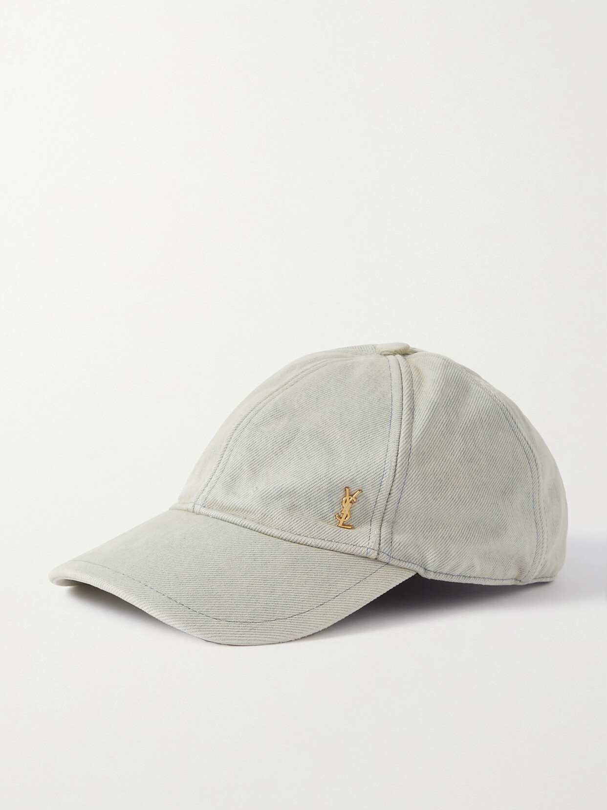 SAINT LAURENT - Embellished Denim Baseball Cap - Blue