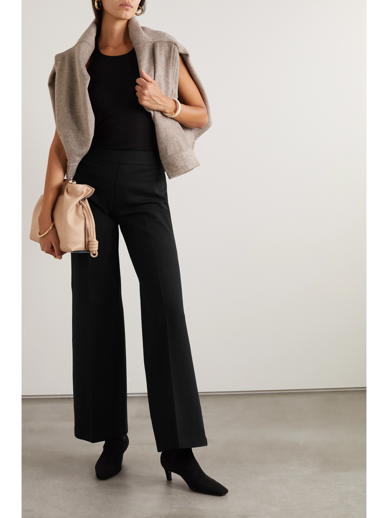 Spanx Perfect Stretch-ponte Wide-leg Pants In Black