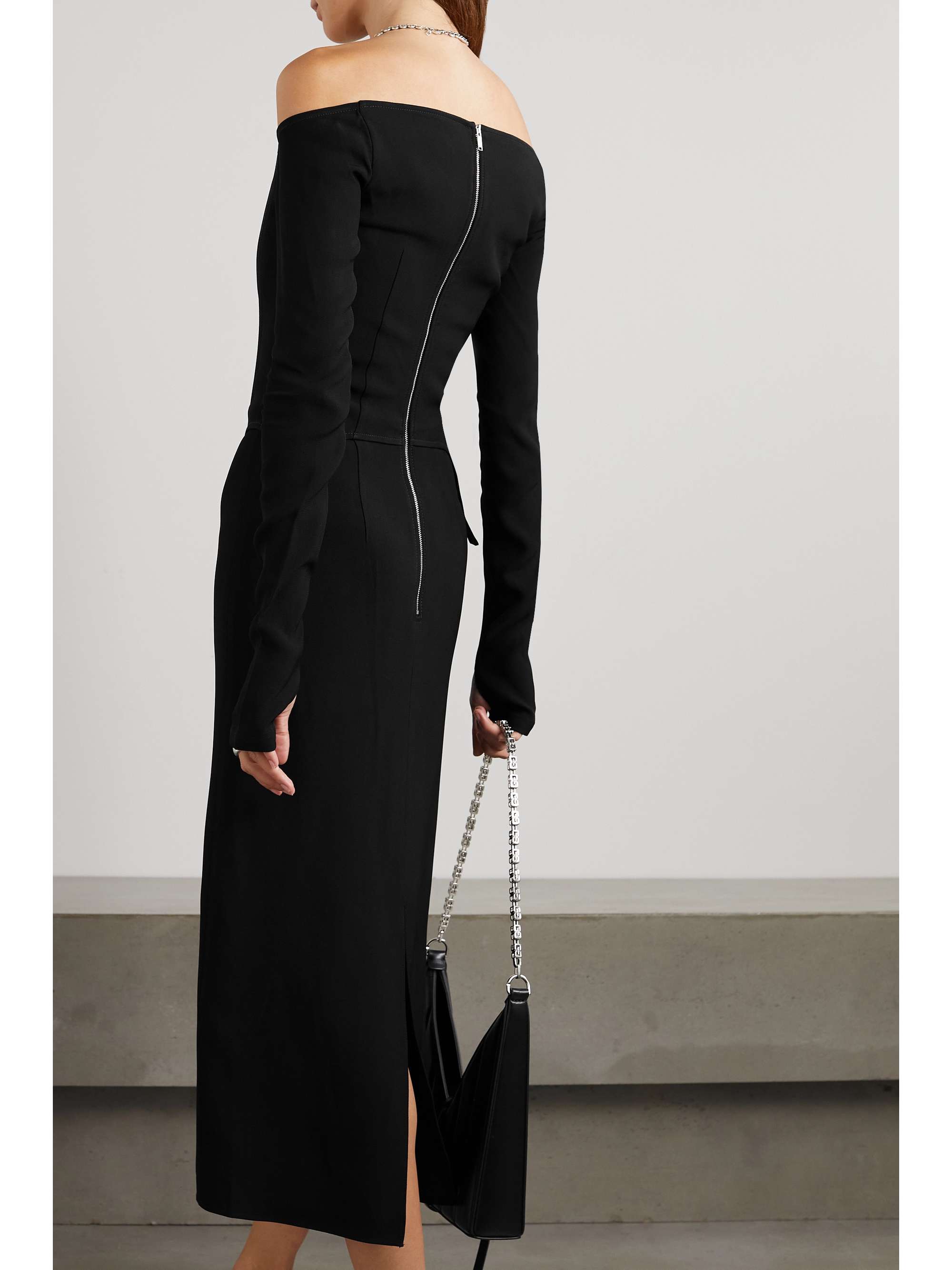 DION LEE Arch off-the-shoulder cady midi dress