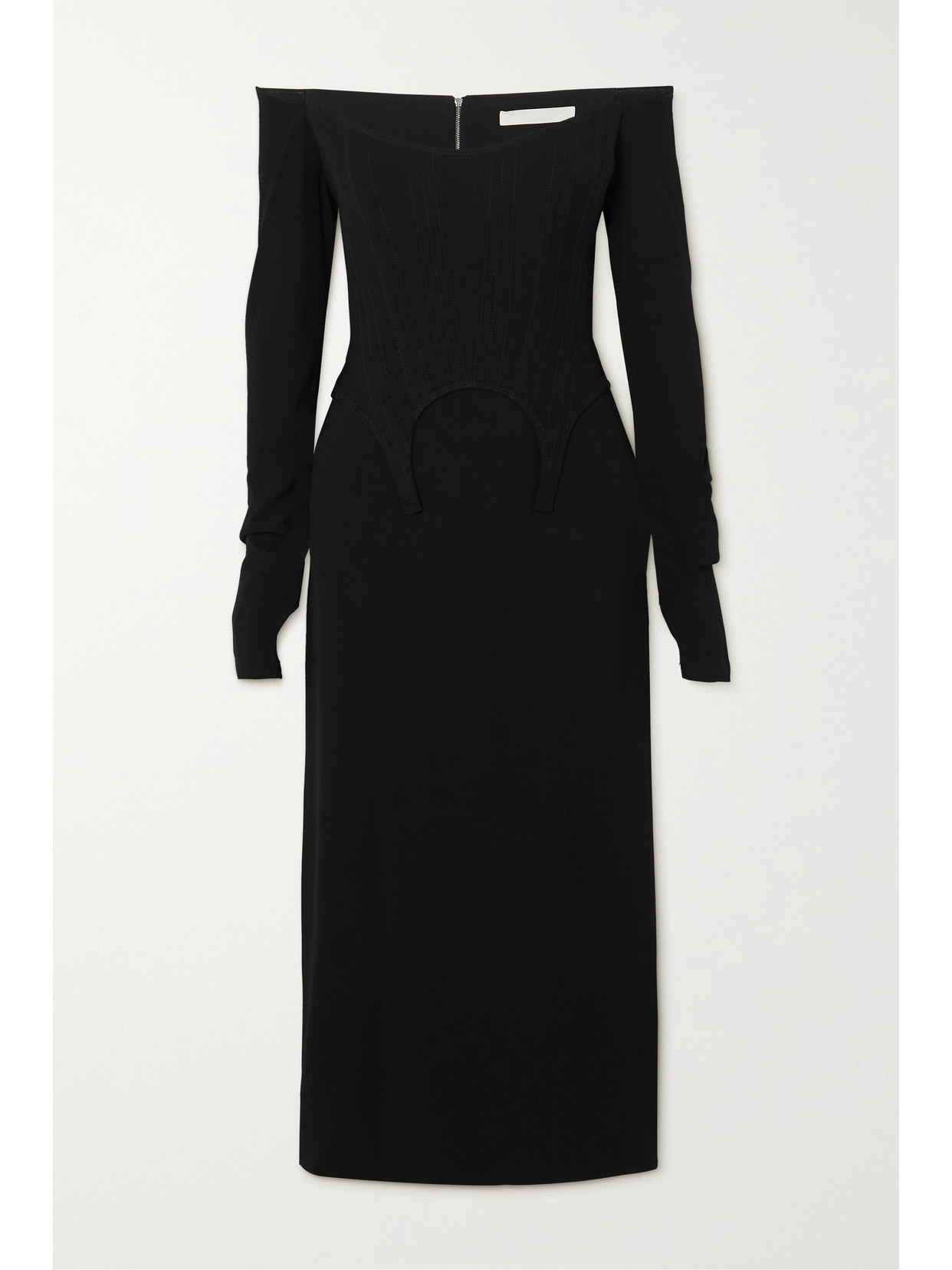 Shop Dion Lee Arch Off-the-shoulder Cady Midi Dress In Black