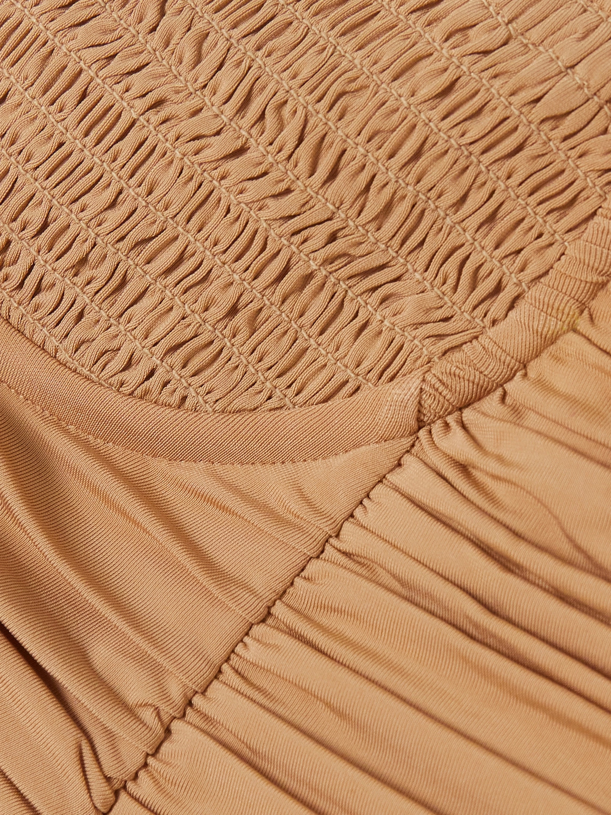 Dion Lee Doric Shirred Gathered Stretch-jersey Bustier Top In Brown