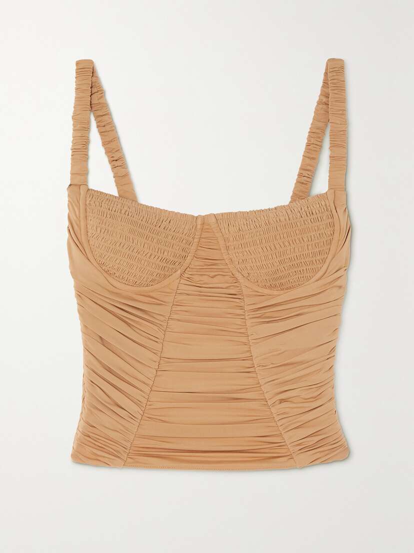 Dion Lee Doric Shirred Gathered Stretch-jersey Bustier Top