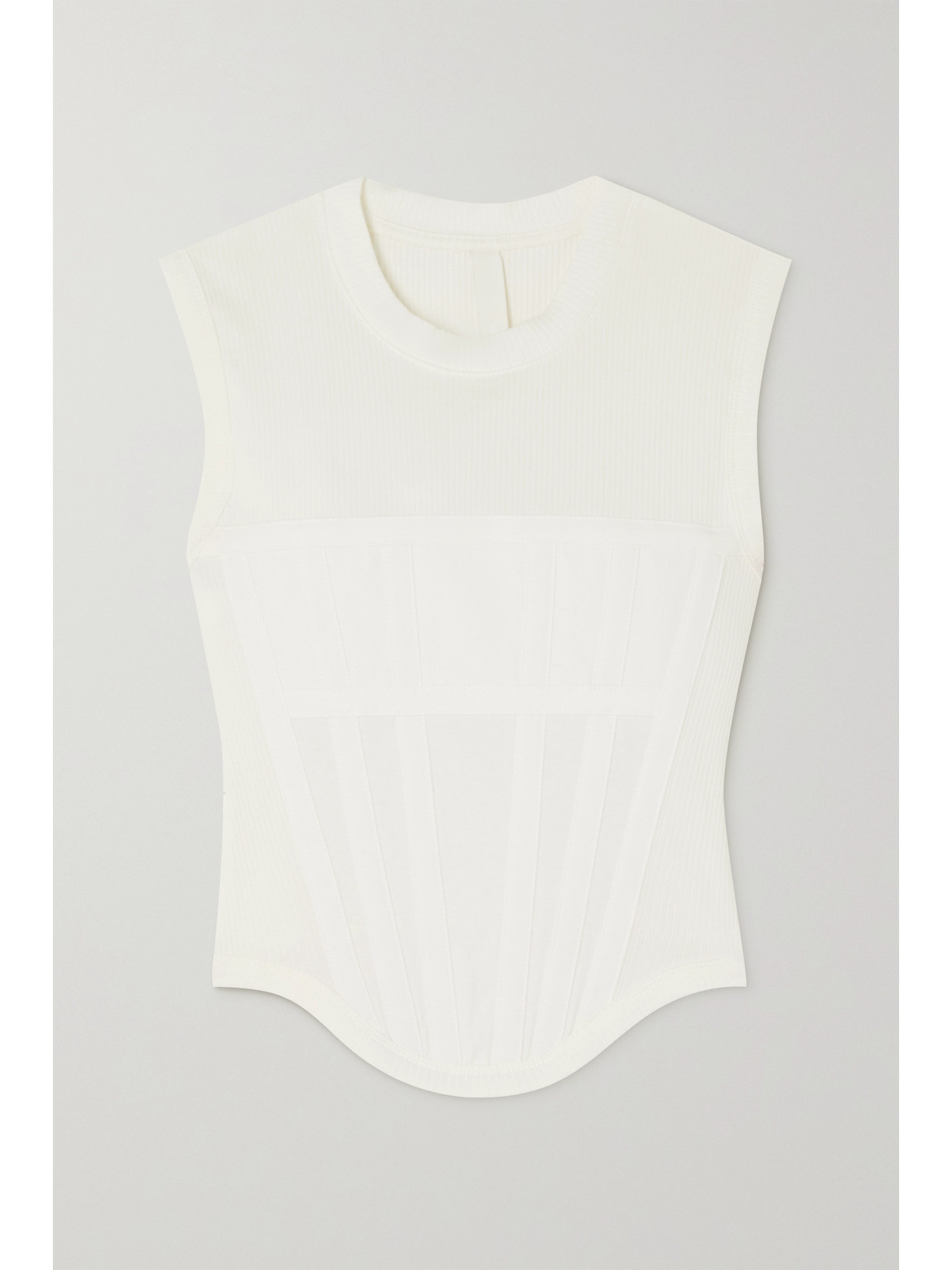 Shop Dion Lee Paneled Ribbed Cotton-jersey Tank In Ivory