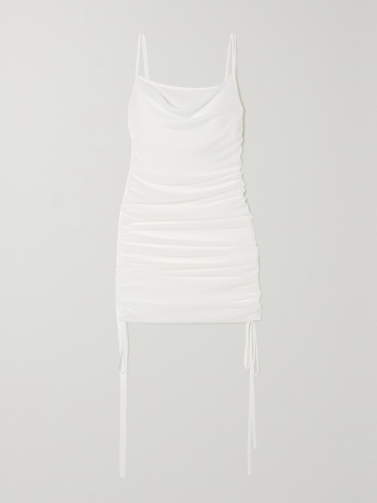 Shop Dion Lee Gathered Open-knit Mini Dress In Ivory