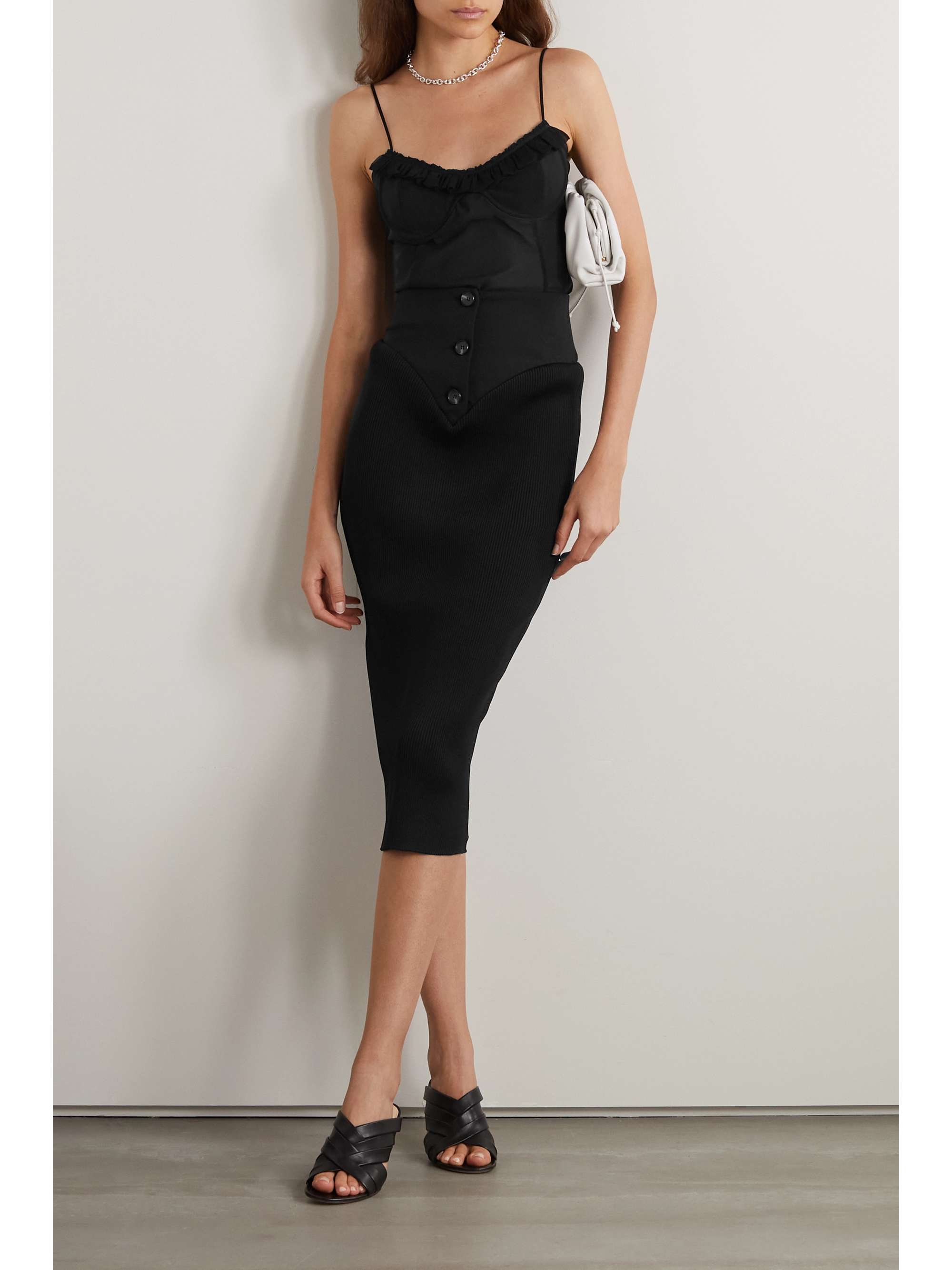 RENAISSANCE RENAISSANCE Jersey and twill midi skirt