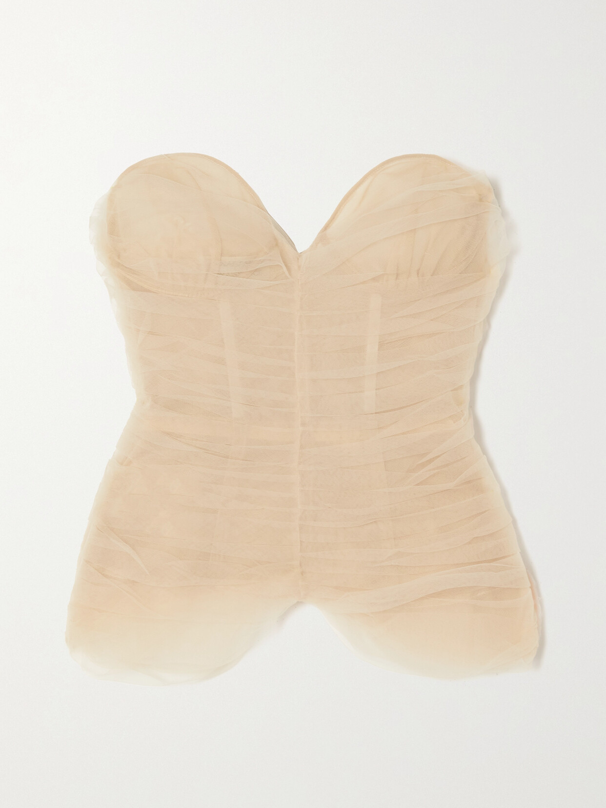 Renaissance Renaissance Ruched Tulle Bustier Top In Neutrals