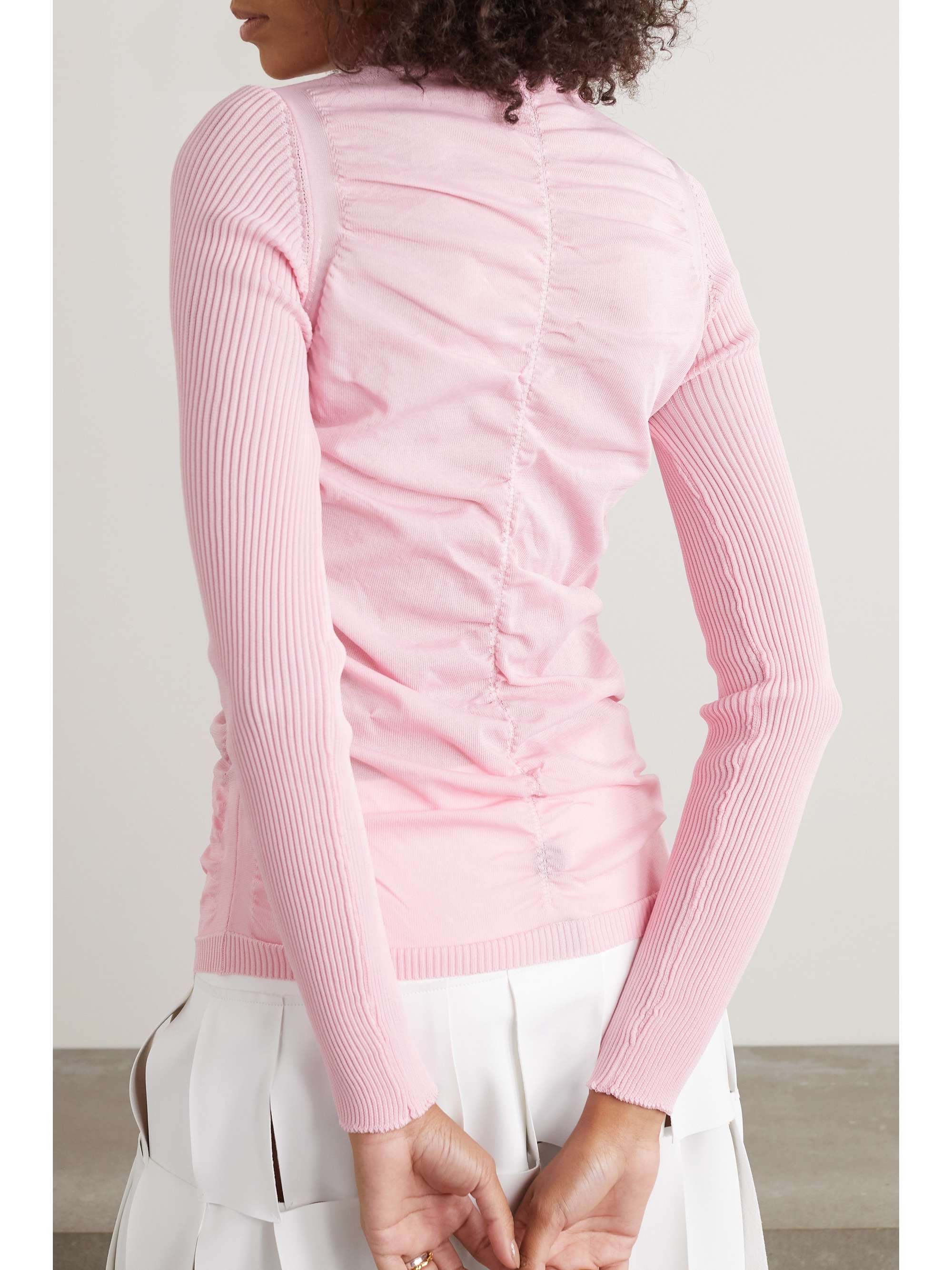 RENAISSANCE RENAISSANCE Ruched tulle and ribbed jersey top