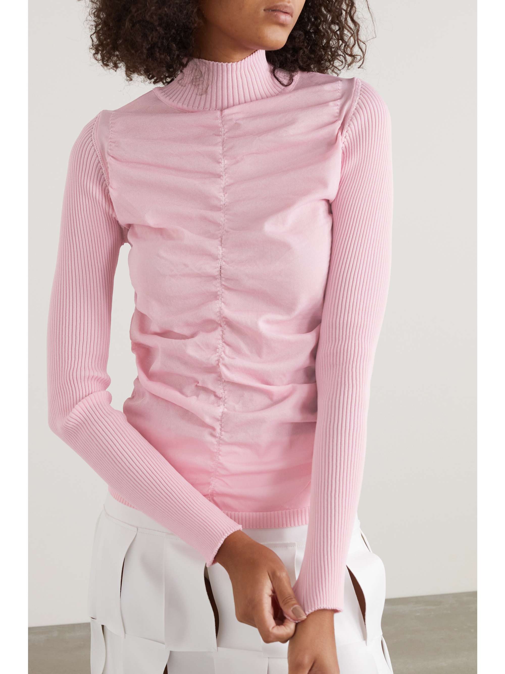 RENAISSANCE RENAISSANCE Ruched tulle and ribbed jersey top