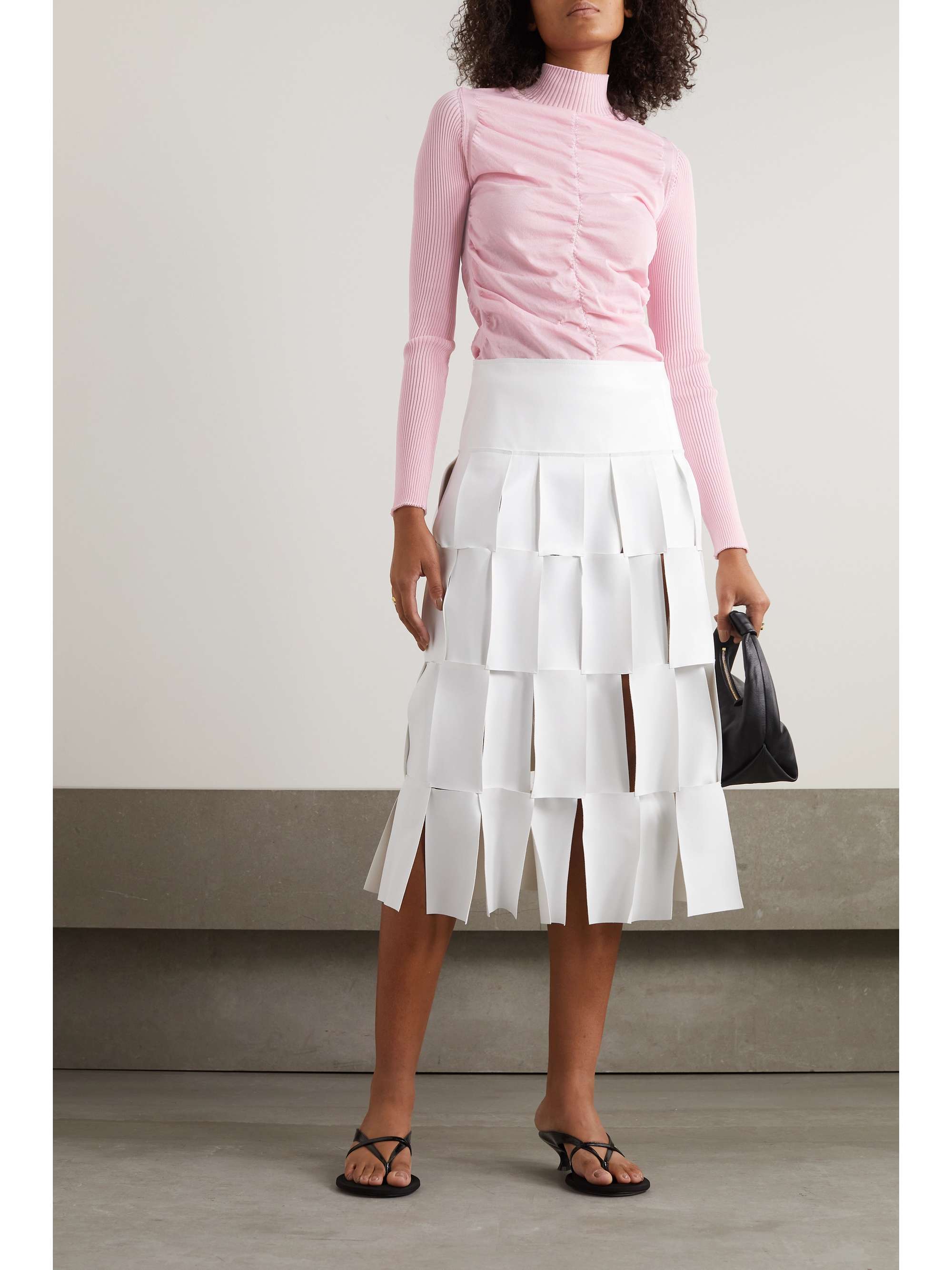 RENAISSANCE RENAISSANCE Ruched tulle and ribbed jersey top