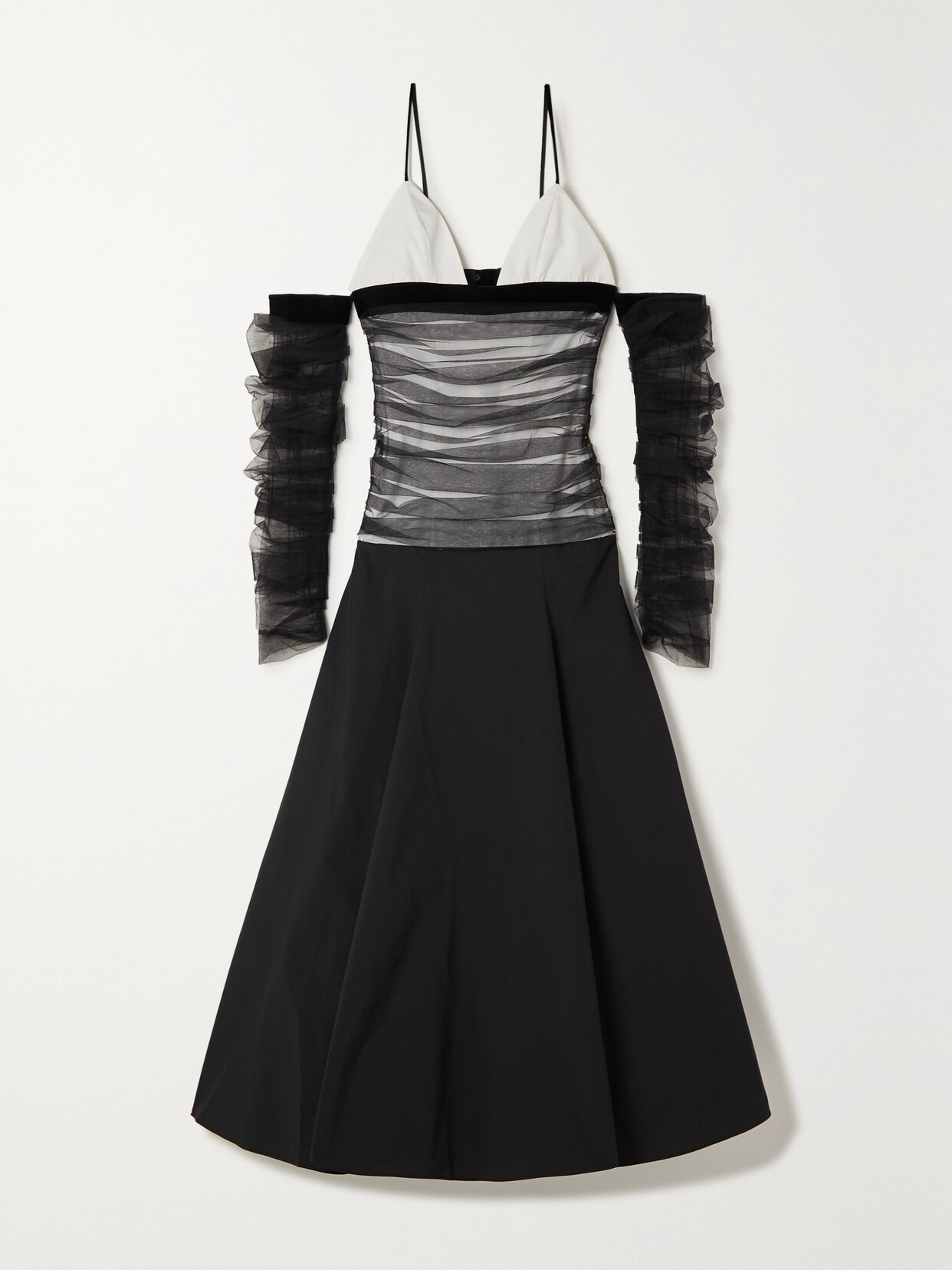 RENAISSANCE RENAISSANCE Cold-shoulder Tulle-trimmed Cotton-poplin Maxi Dress