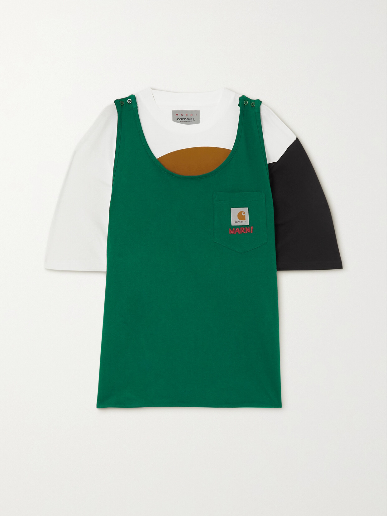 Marni - + Carhartt Wip Embroidered Layered Cotton-jersey T-shirt - Green