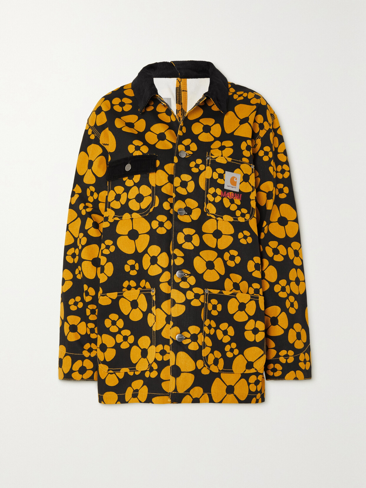 Marni - + Carhartt Wip Corduroy-trimmed Floral-print Cotton-canvas Jacket - Yellow