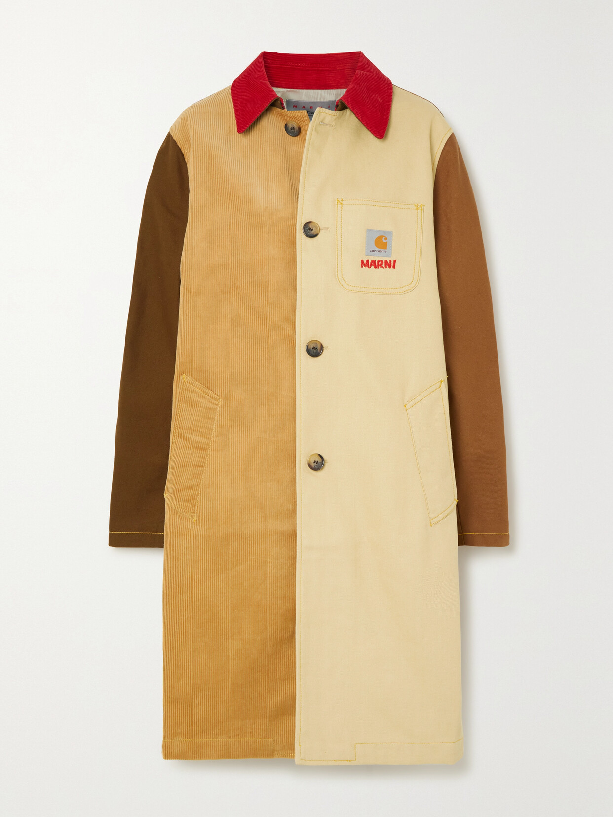 Marni - + Carhartt Wip Color-block Cotton And Corduroy Coat - Brown