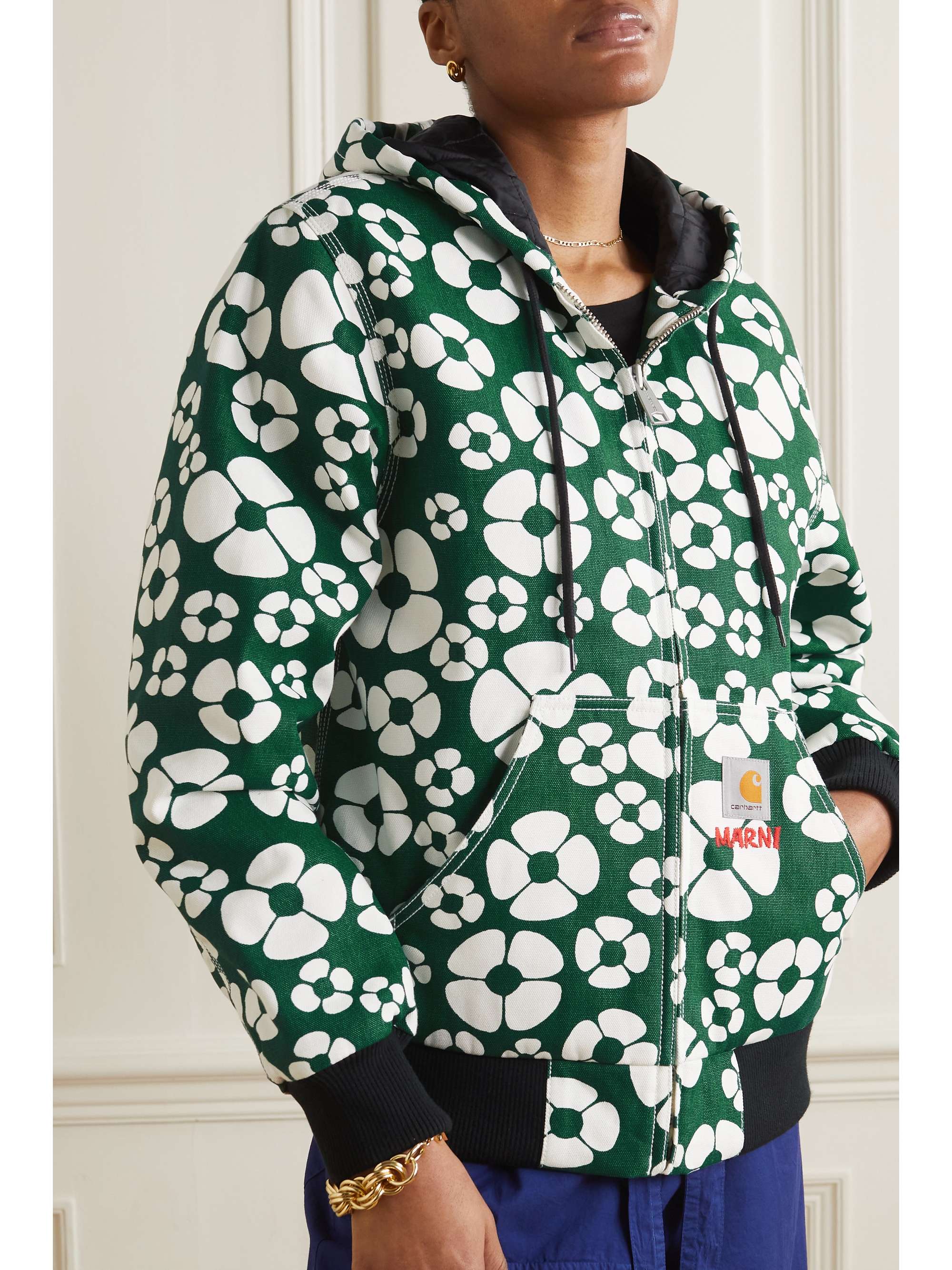 MARNI + Carhartt WIP embroidered floral-print cotton-canvas hooded jacket