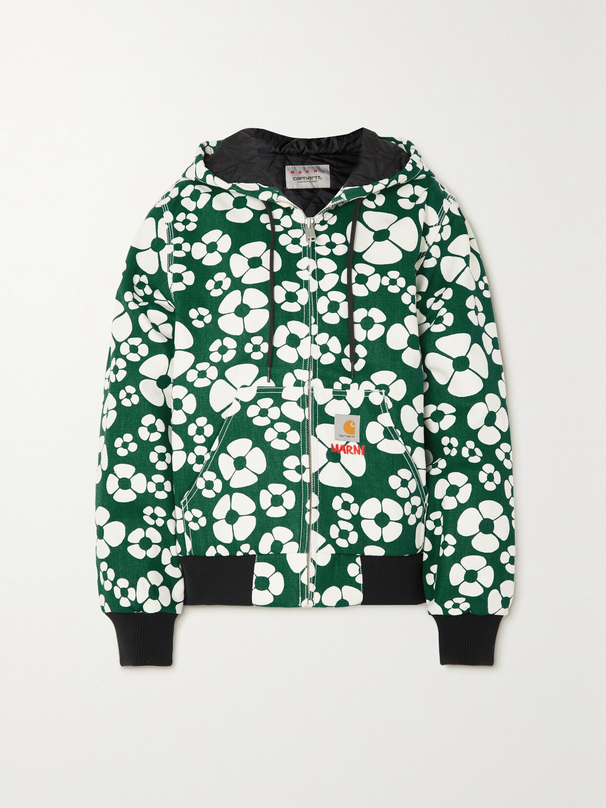 Marni - + Carhartt Wip Embroidered Floral-print Cotton-canvas Hooded Jacket - Green