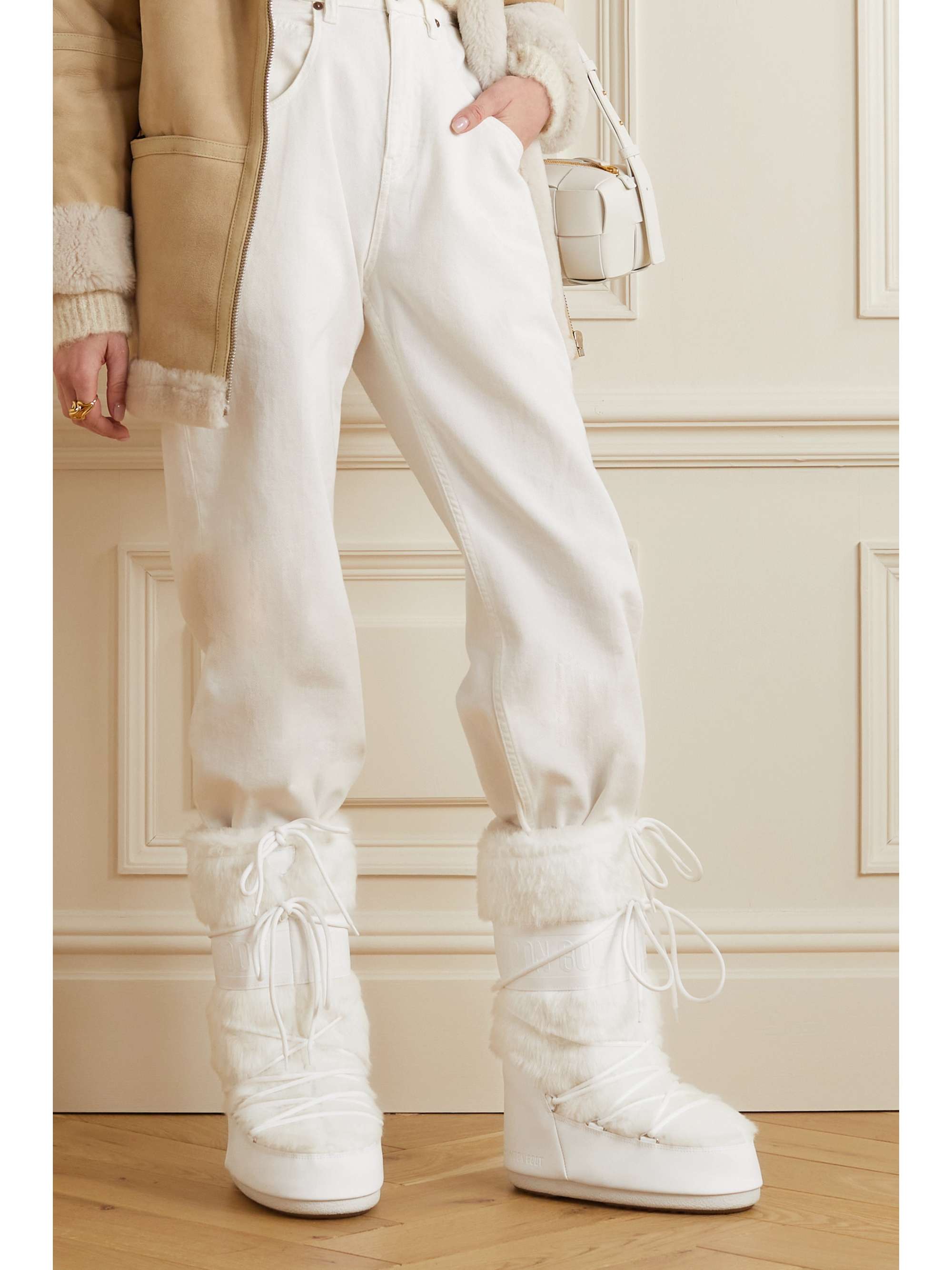 MOON BOOT Icon faux fur and faux leather snow boots | NET-A-PORTER