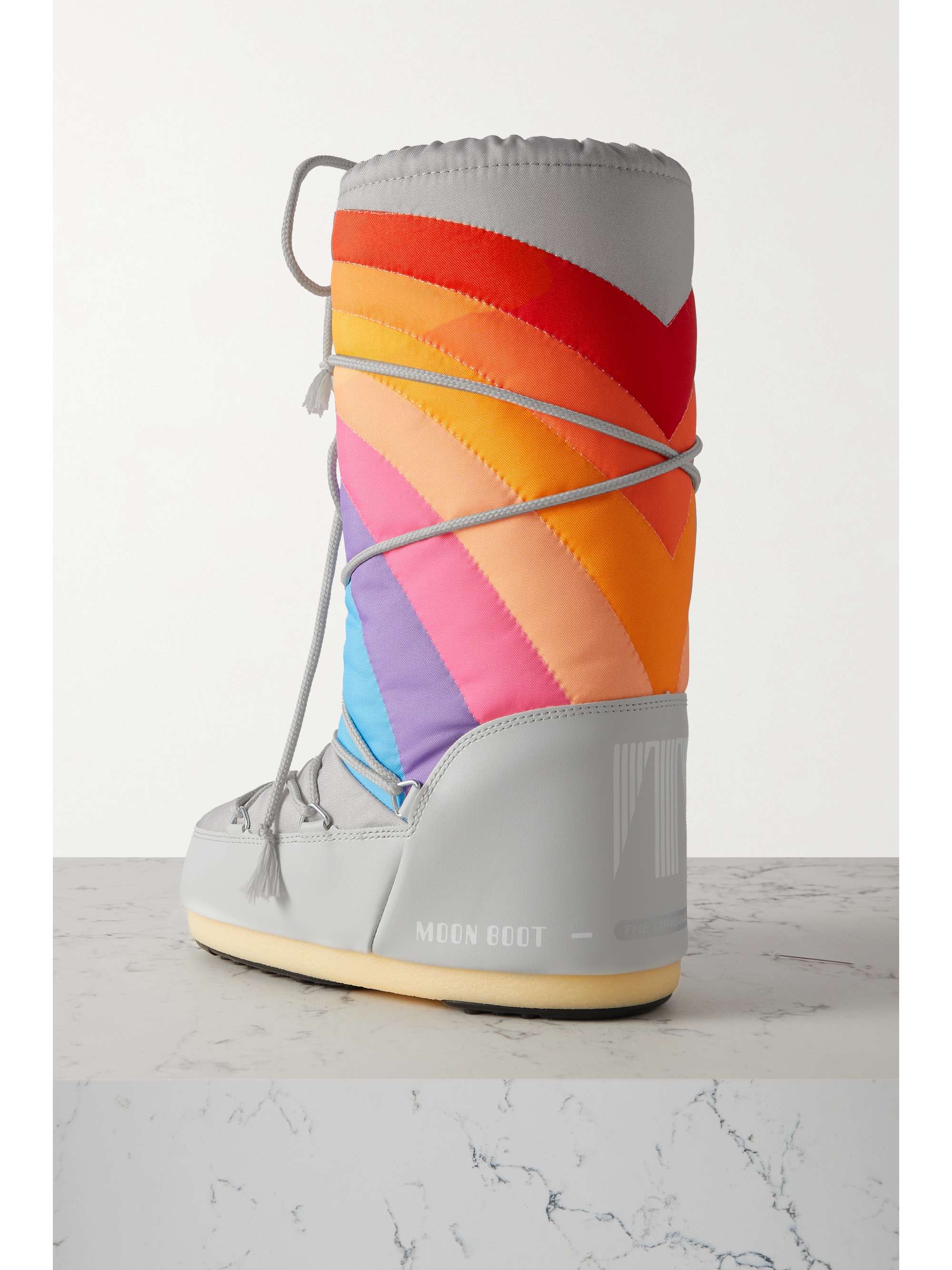 MOON BOOT Icon Rainbow printed shell and faux leather snow boots