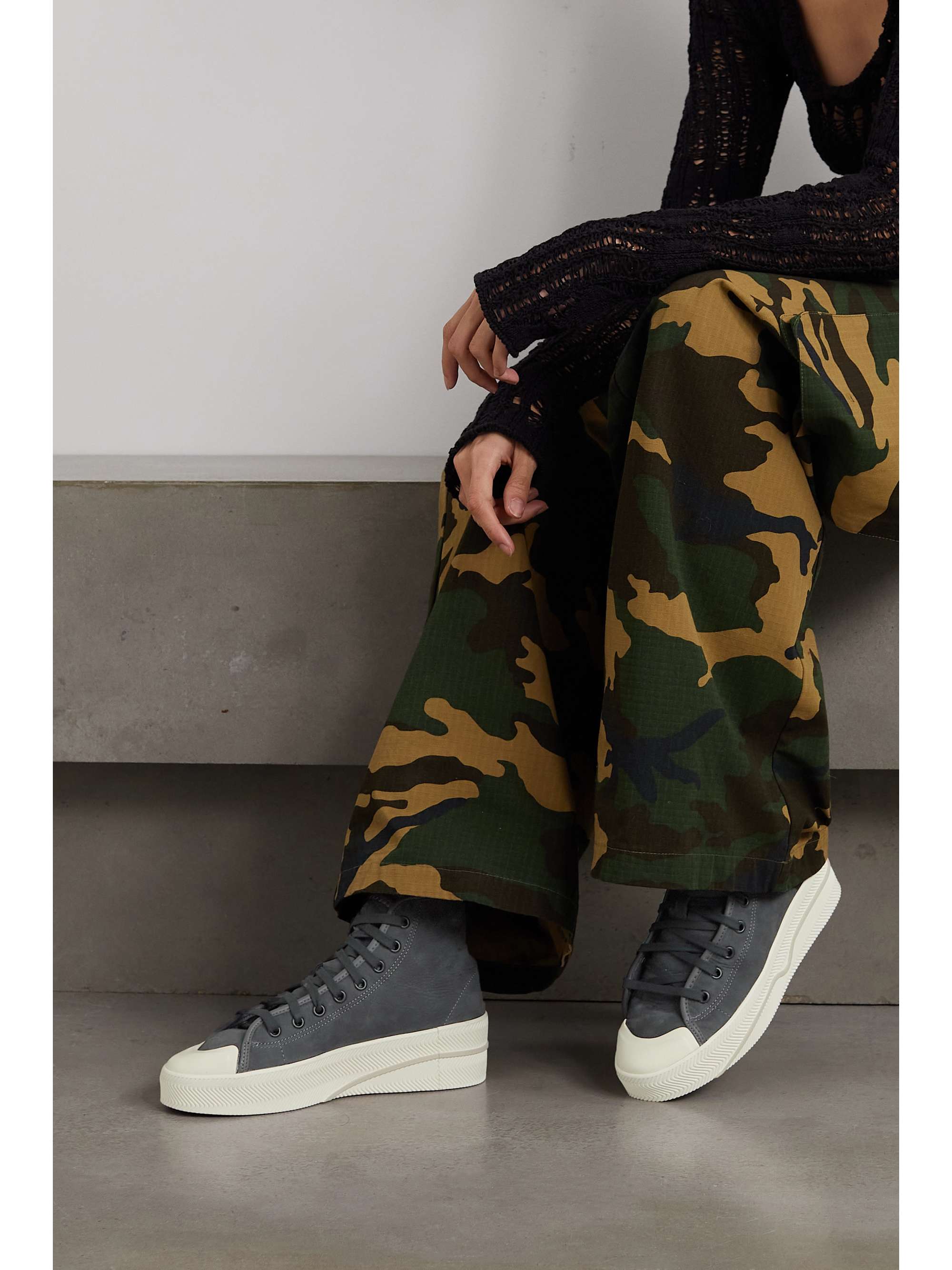 ADIDAS ORIGINALS Nizza 2 leather-trimmed nubuck high-top sneakers |  NET-A-PORTER