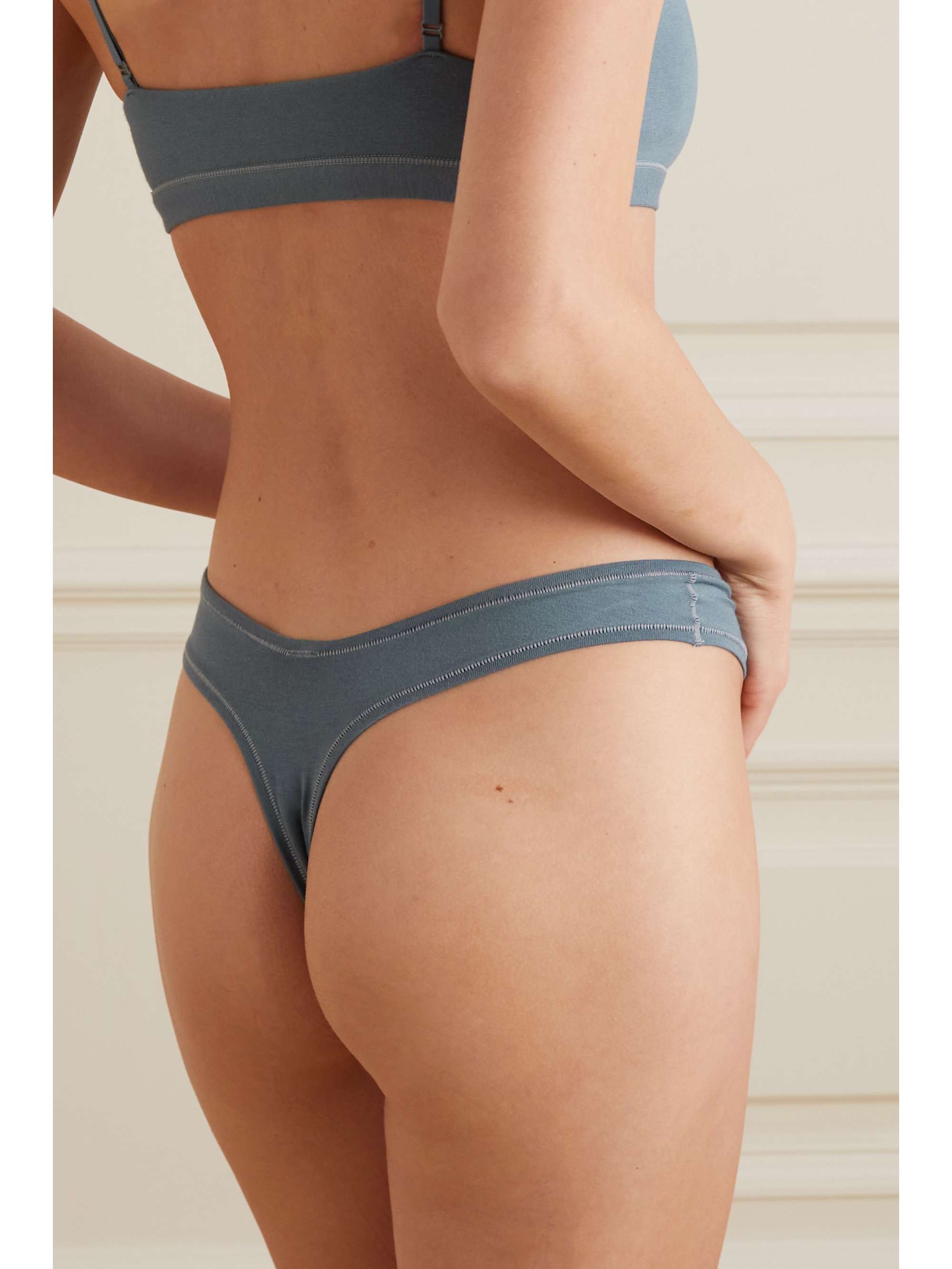 SKIMS Cotton Collection 2.0 cotton-blend jersey thong - Sangria