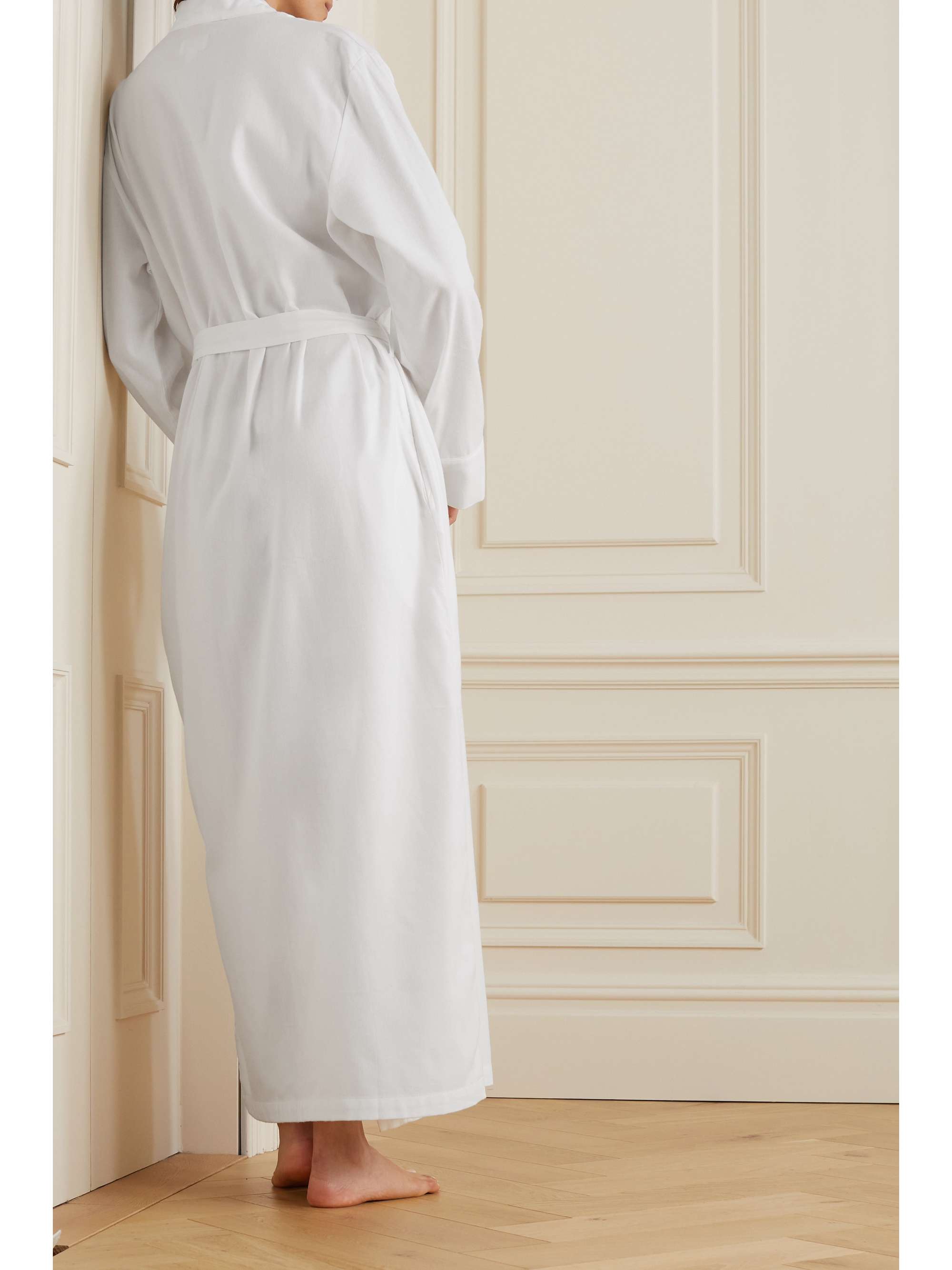SKIMS Hotel embroidered cotton and modalblend twill robe Marble