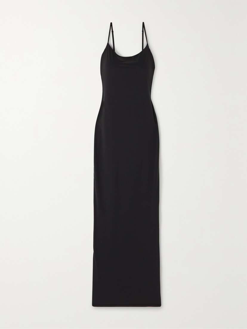 Skims Fits Everybody Stretch-jersey Midi Slip Dress - Onyx