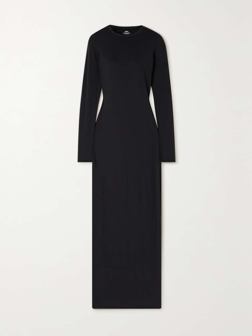 Skims Fits Everybody Stretch-jersey Midi Dress - Onyx