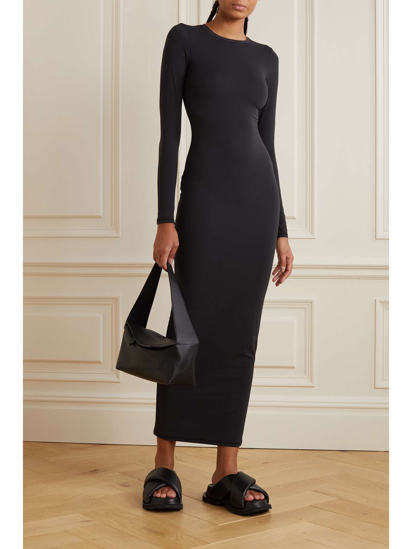 SKIMS Fits Everybody stretch-jersey midi dress - Onyx | NET-A-PORTER