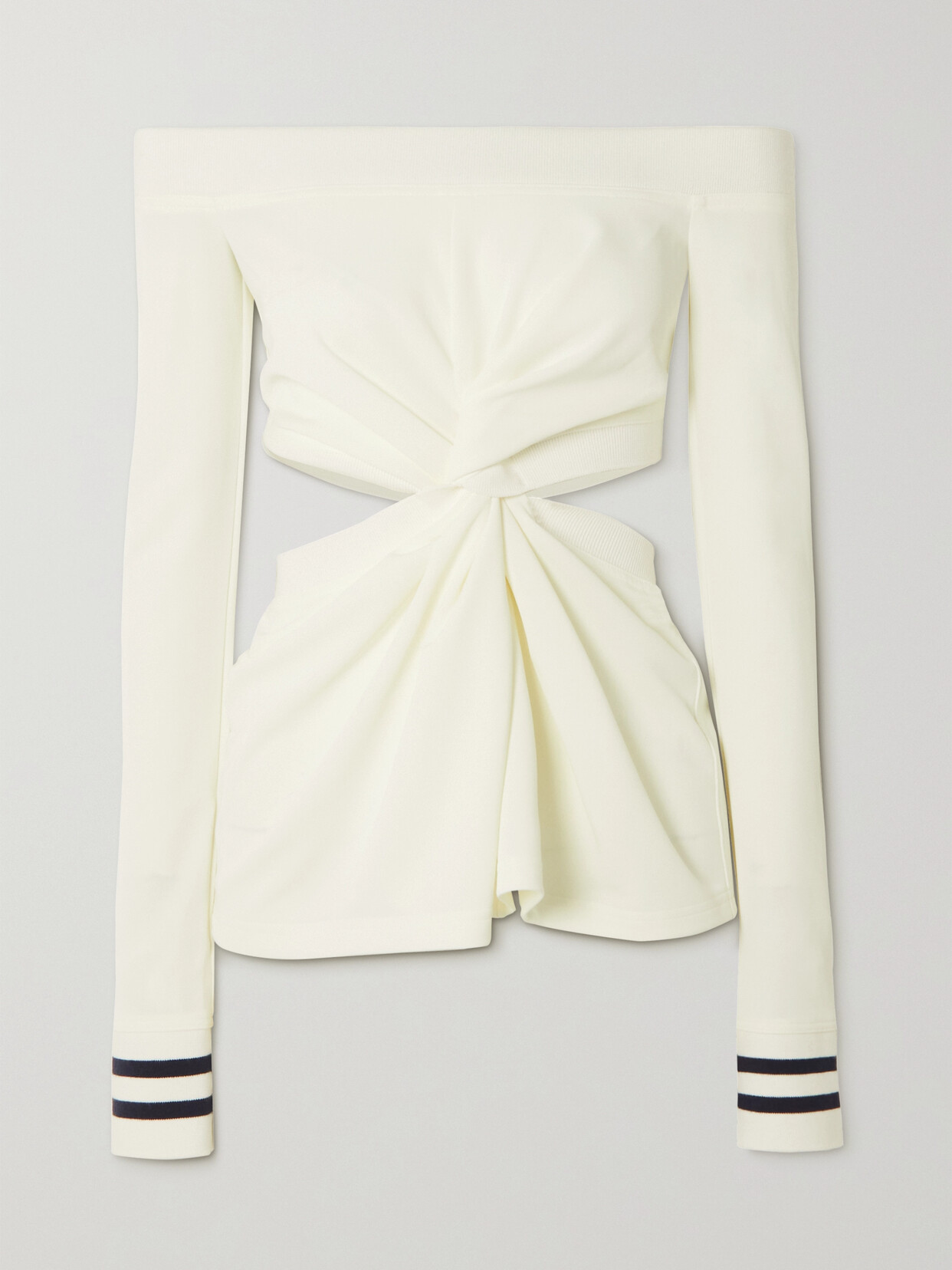 JW Anderson Off-the-shoulder Twist-front Cutout Jersey Top