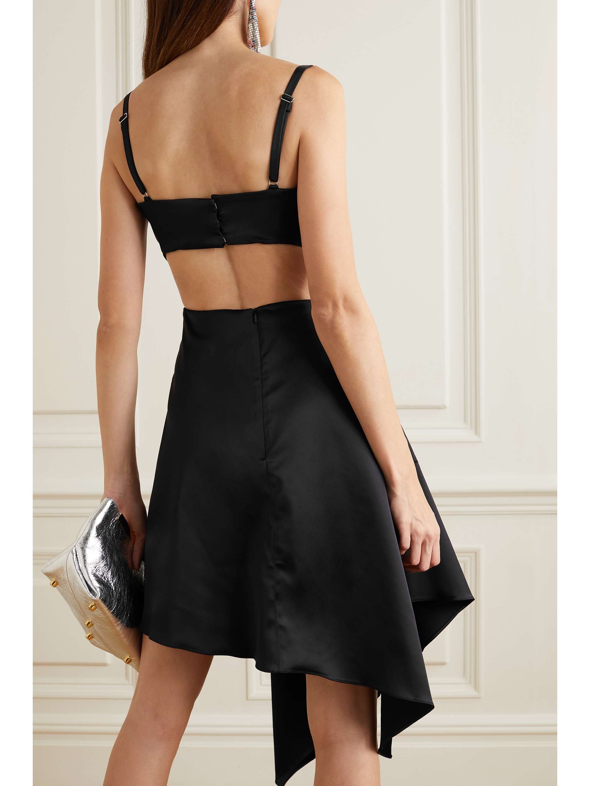 JW ANDERSON Asymmetric twist-front cutout satin dress