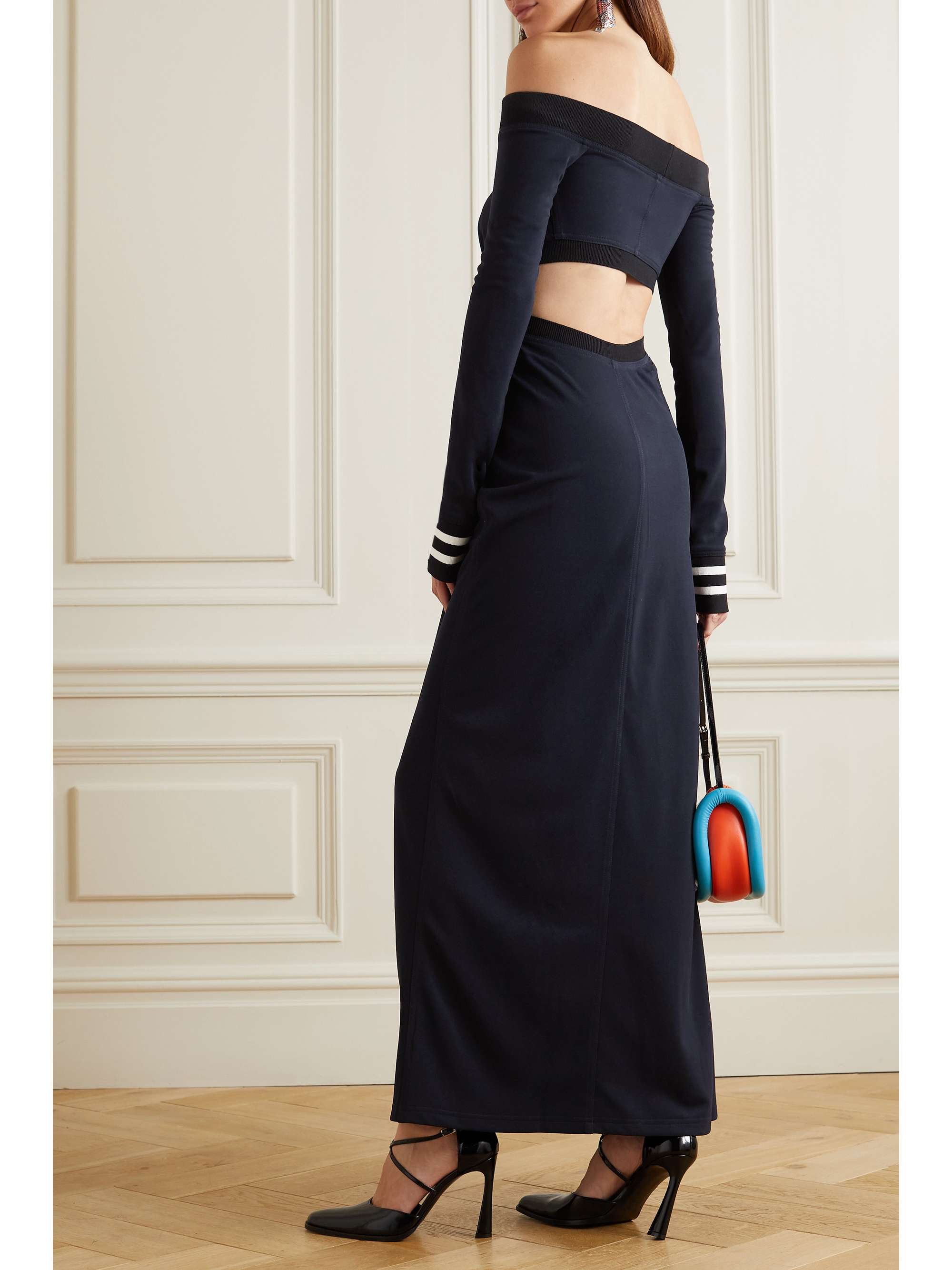 JW ANDERSON Off-the-shoulder twist-front cutout jersey maxi dress