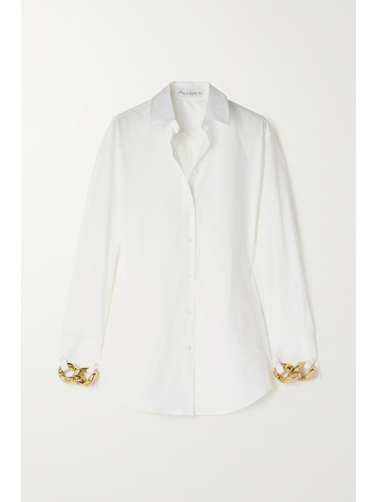 JW Anderson - Chain-embellished Cotton-poplin Shirt - White - UK4