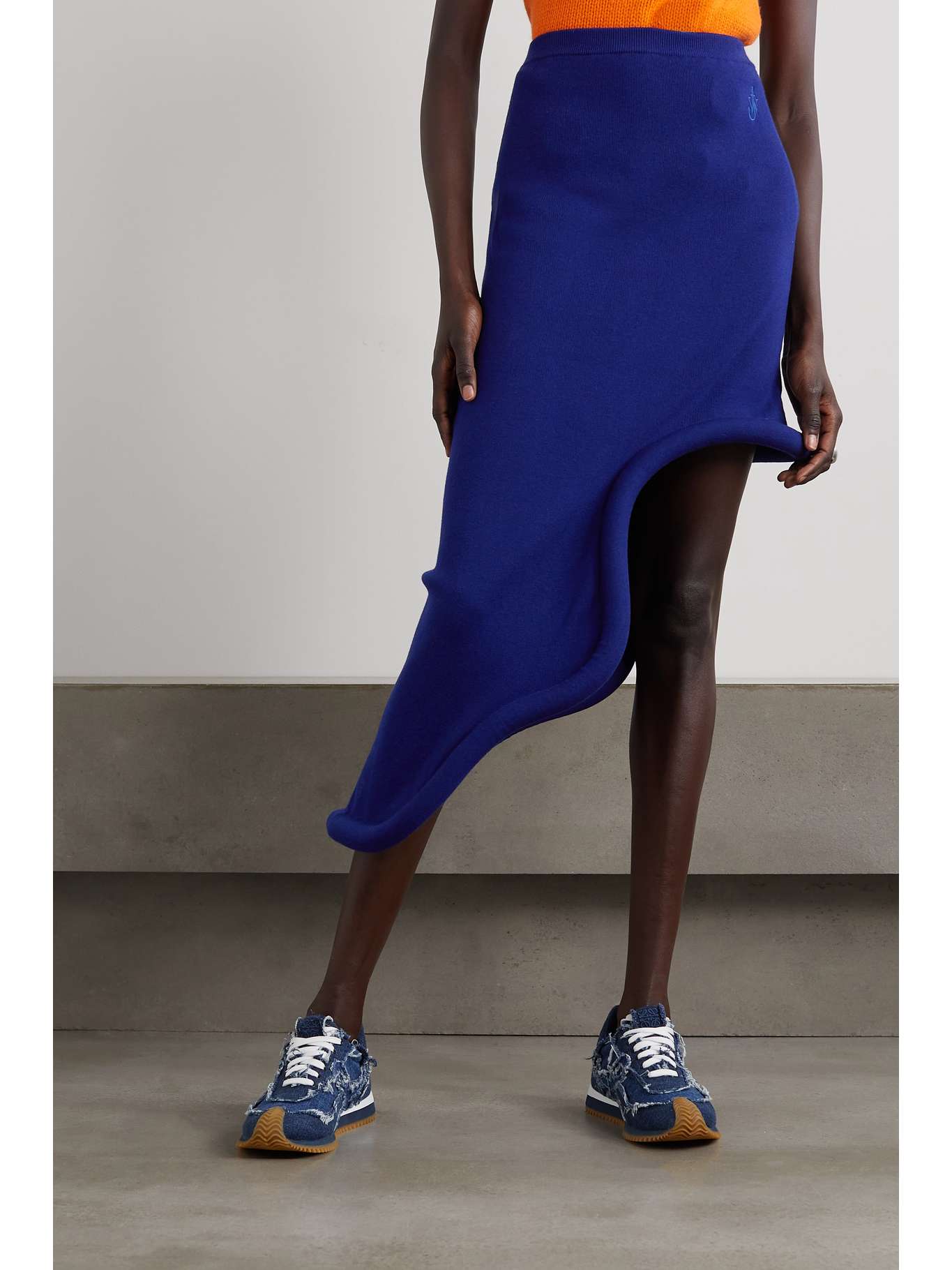 JW ANDERSON Bumper Tube asymmetric knitted midi skirt NETAPORTER