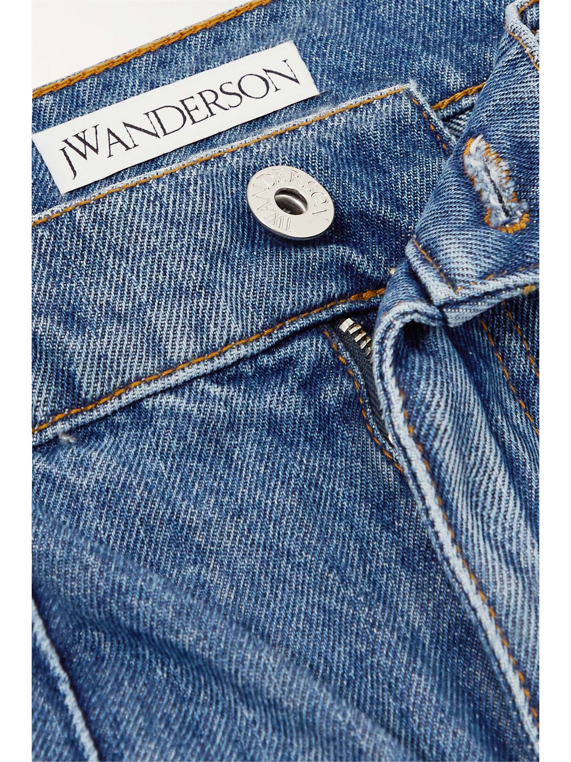 JW ANDERSON 链条缀饰高腰直筒九分牛仔裤