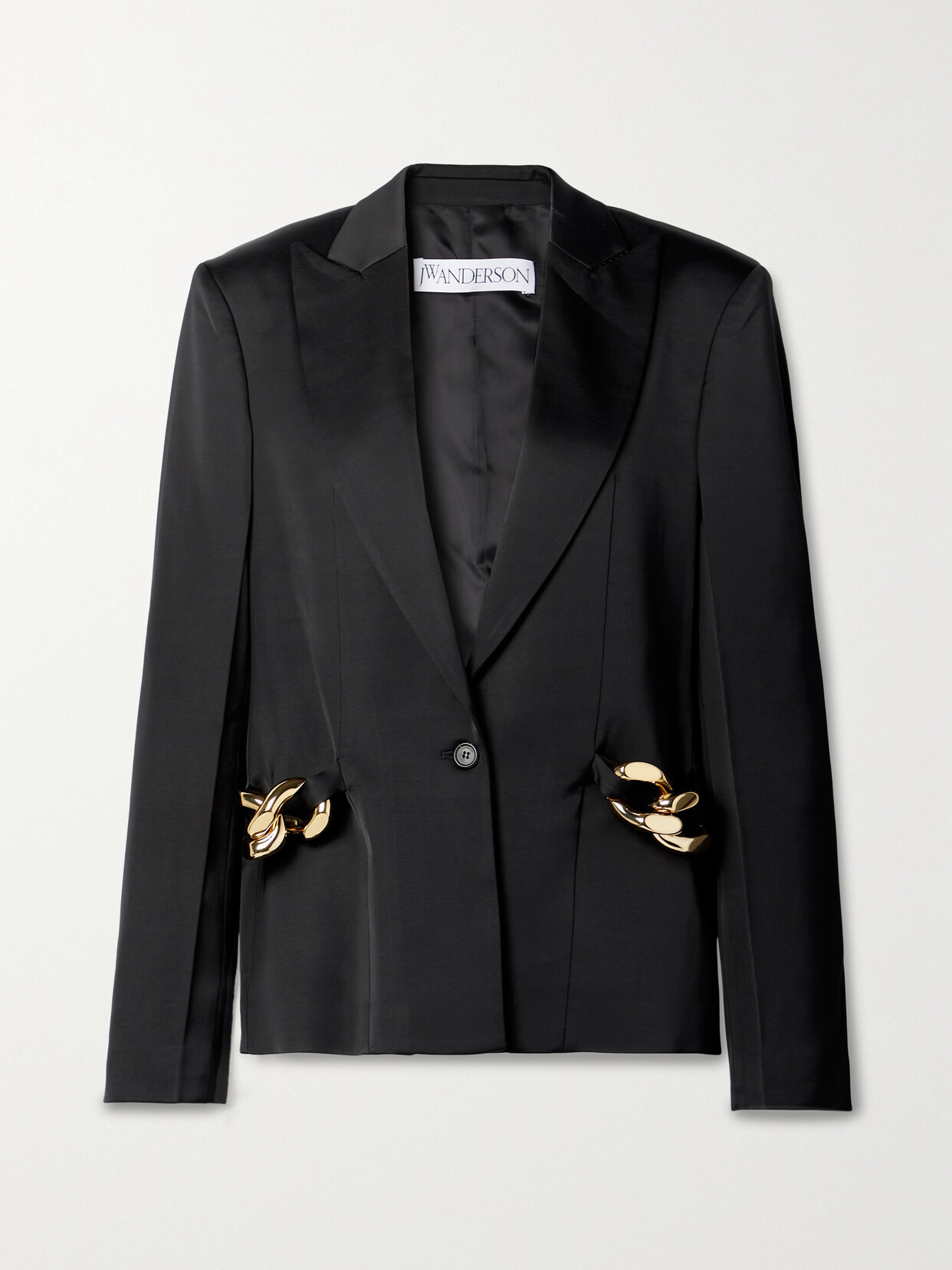 JW ANDERSON CHAIN-EMBELLISHED SATIN-TWILL BLAZER