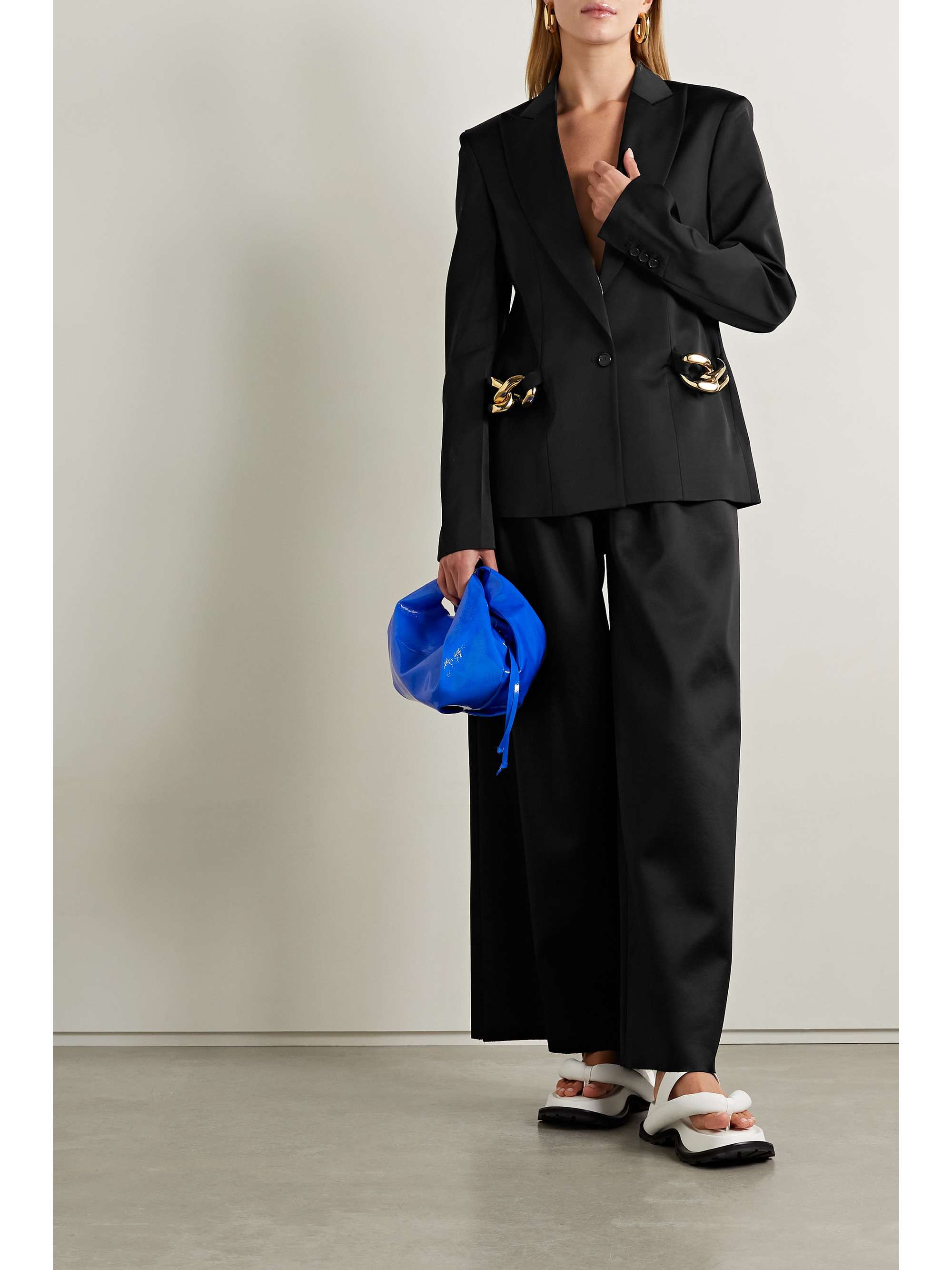 JW ANDERSON Blazer aus glänzendem Twill mit Ketten