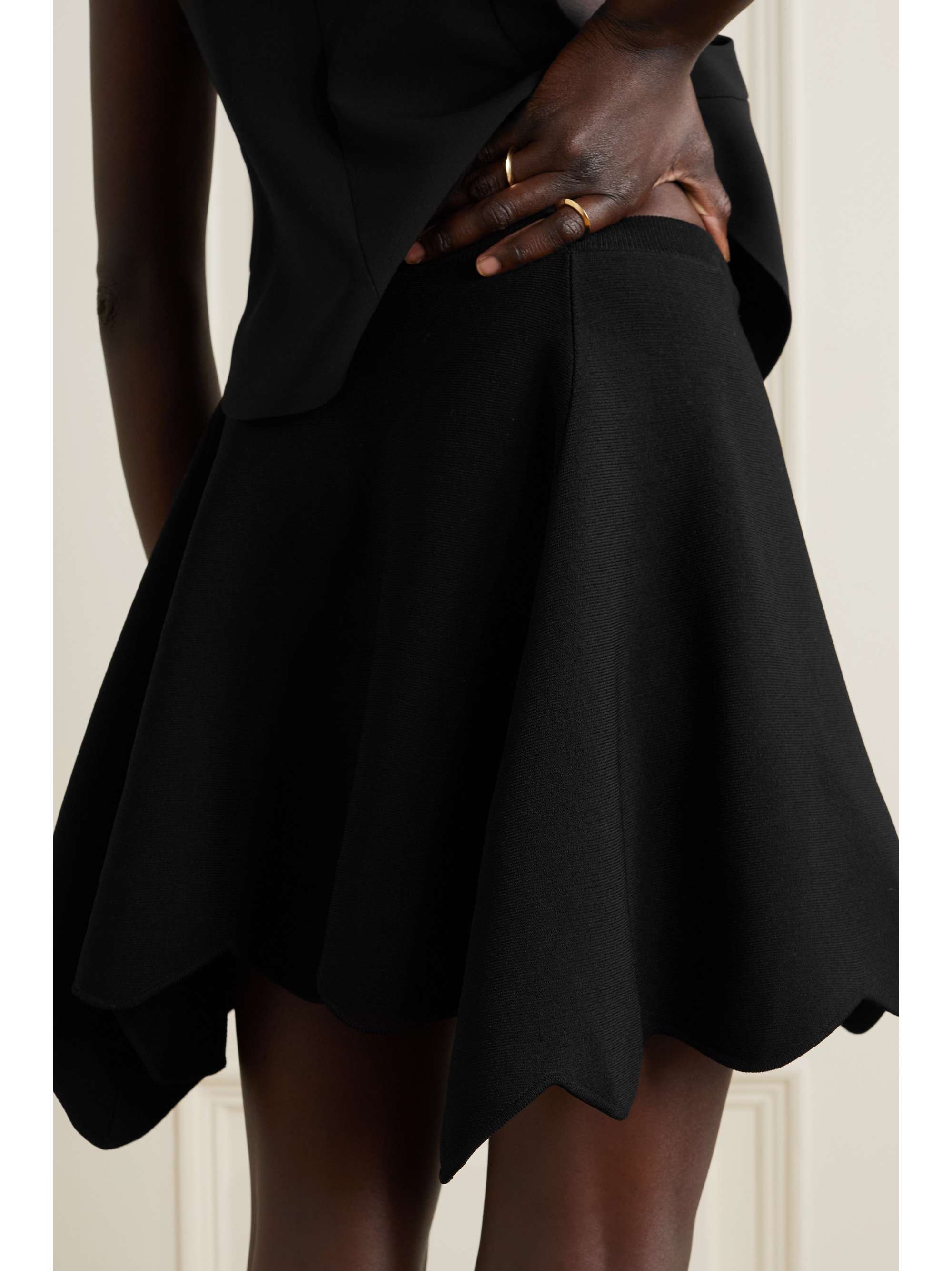 JW ANDERSON Scalloped recycled stretchknit mini skirt NETAPORTER