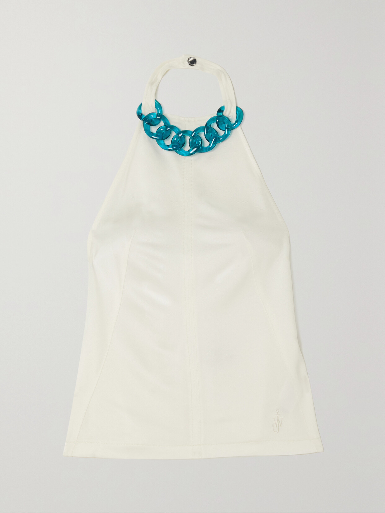 Jw Anderson Chain-embellished Gabardine Halterneck Top In Off-white