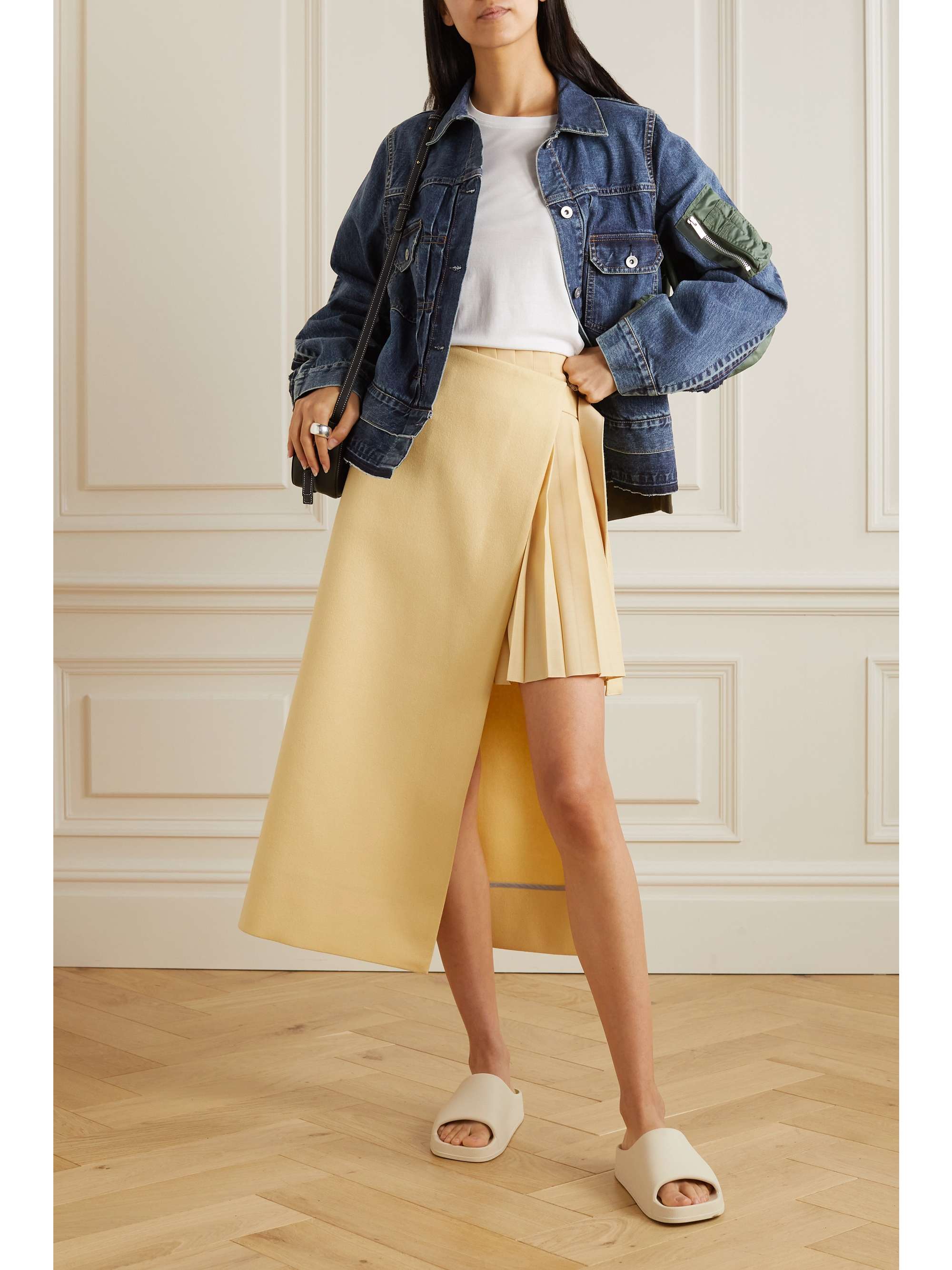 Blue Shell-trimmed denim jacket | SACAI 