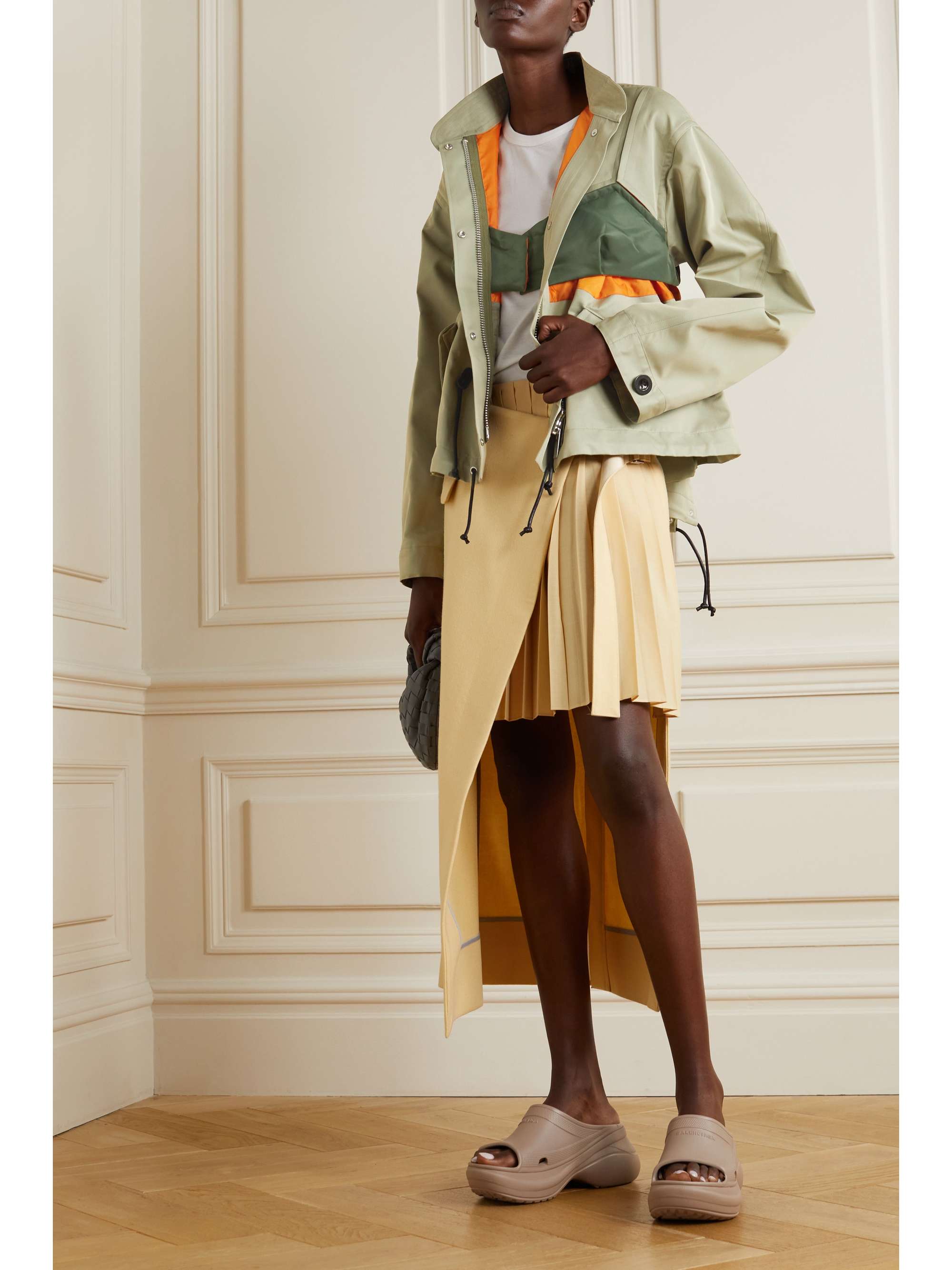 Layered cotton-blend twill and shell jacket Layered cotton-blend twill and shell jacket