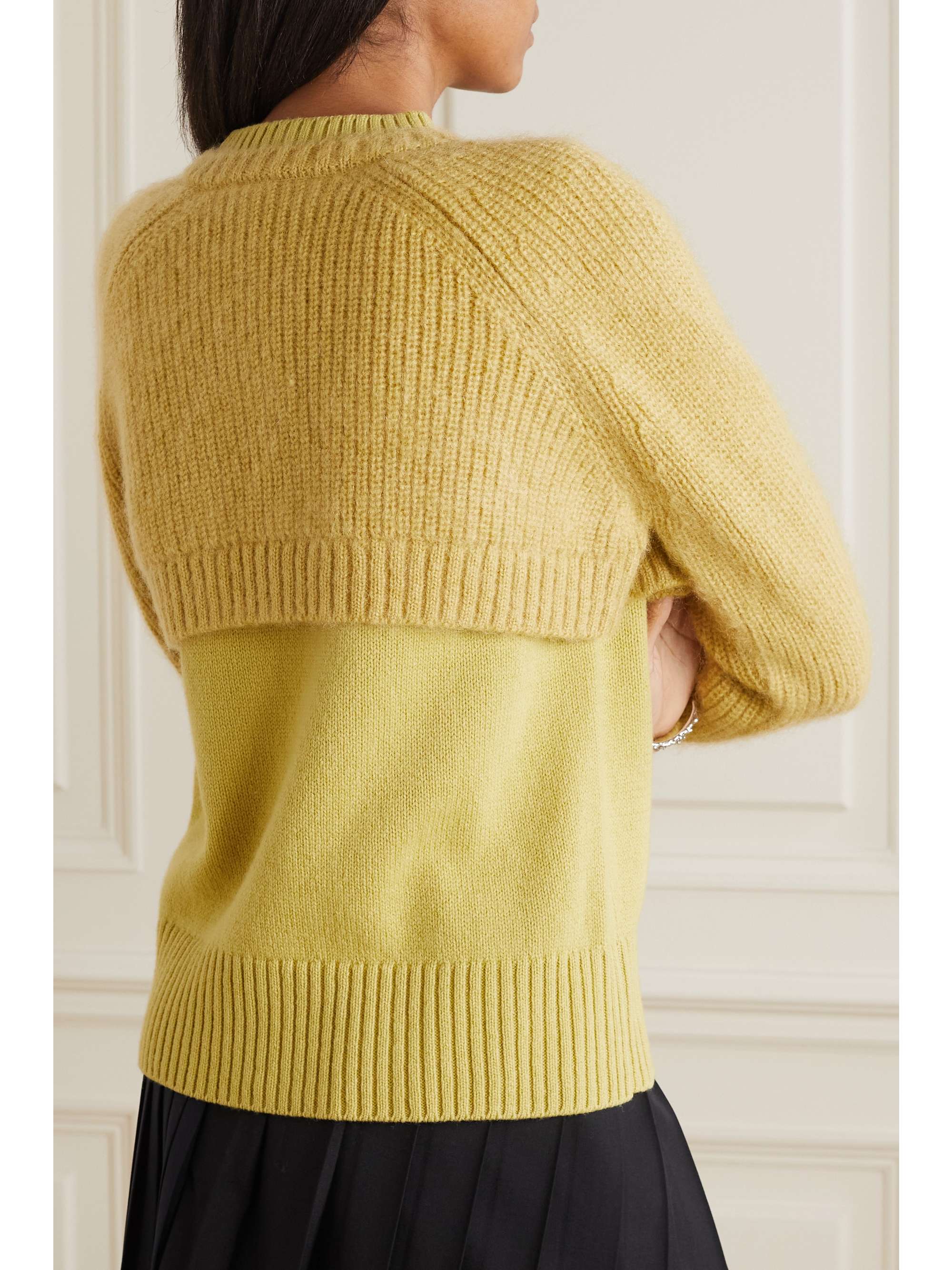 SACAI Layered mohair-blend and wool sweater