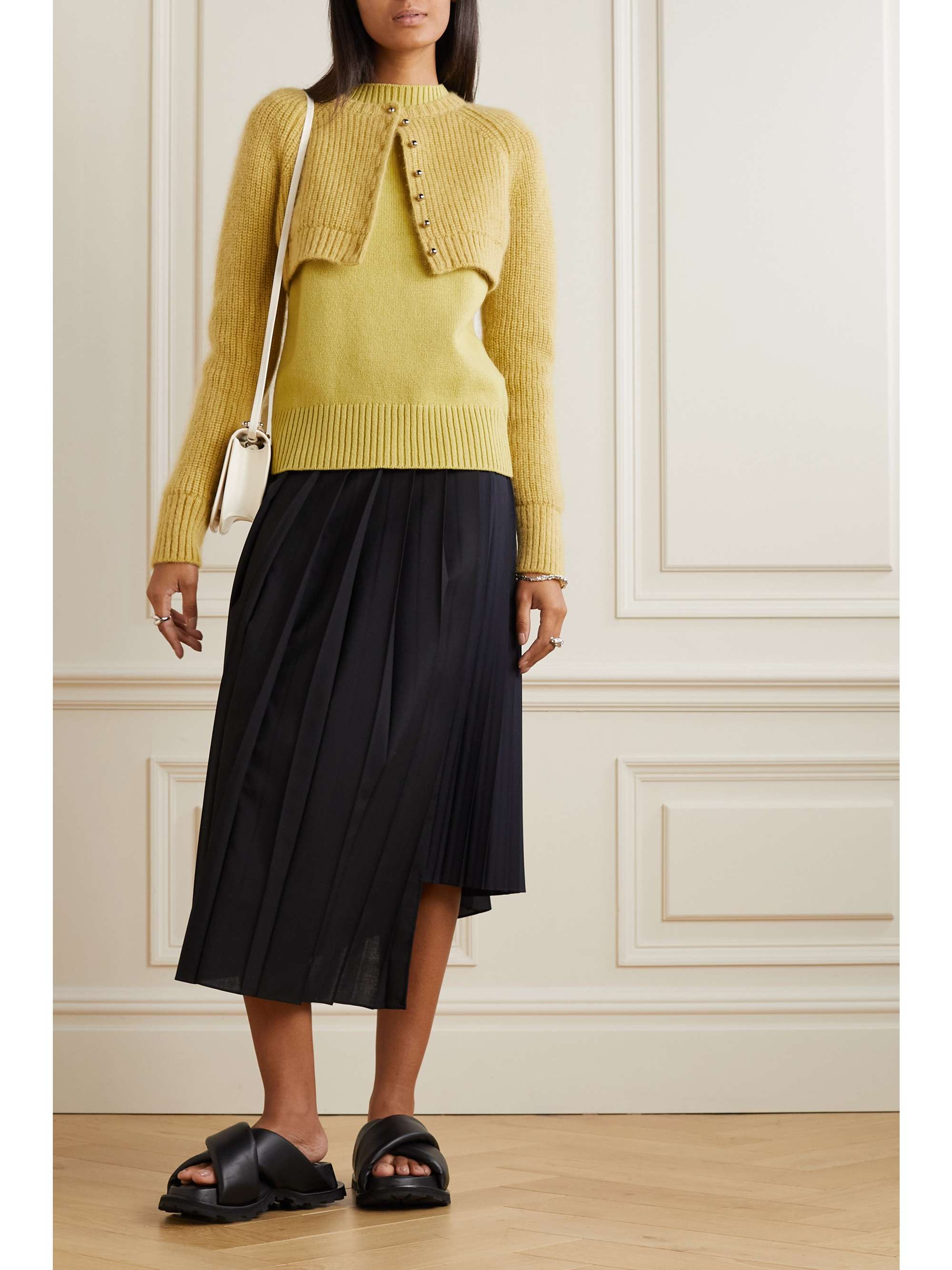 SACAI Layered mohair-blend and wool sweater